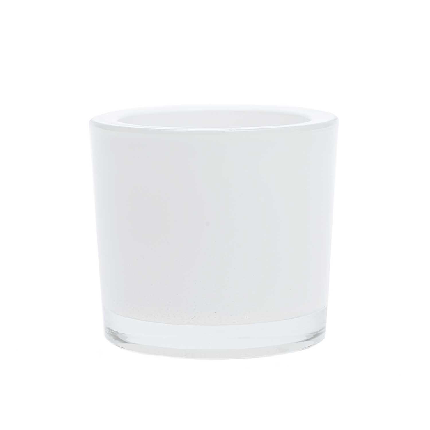 Teelichtglas 6,5x6cm von idee. Creativmarkt, schlichtes Design in Weiß, ideal für Dekorationen.