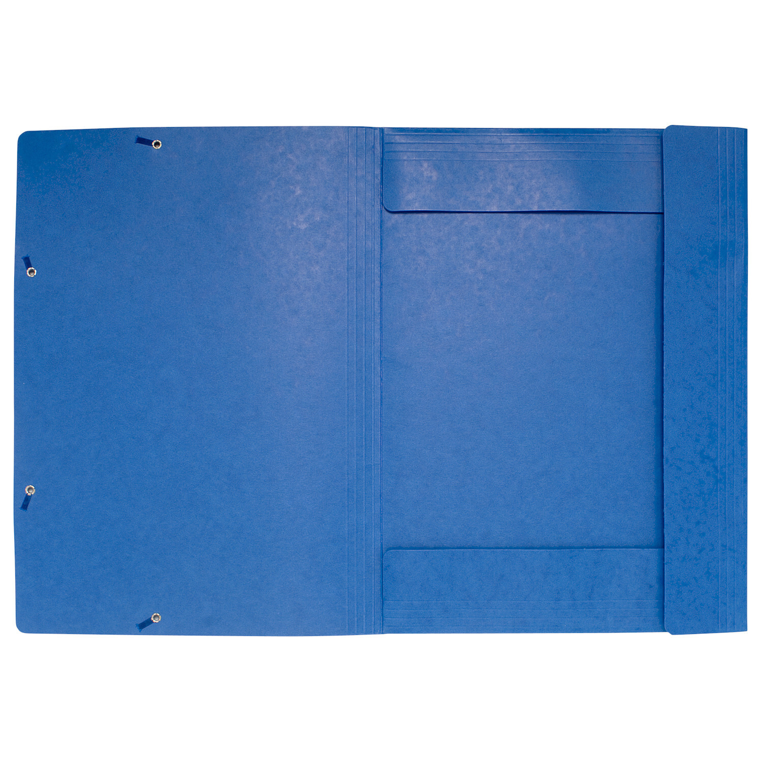 Sammelmappe mit Gummizug A3 in Blau, offenliegend, zeigt strapazierfähiges 600g/m² Material.