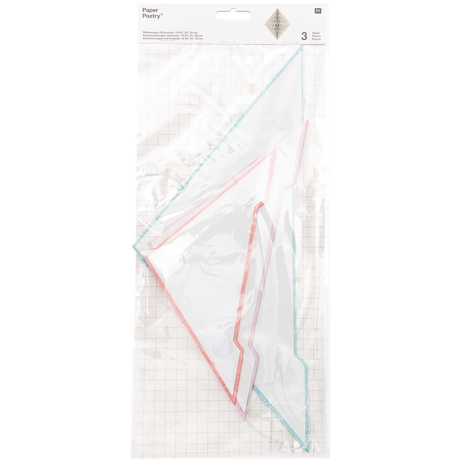 Wabenpapier Diamanten pastell 3 Stück von Rico Design