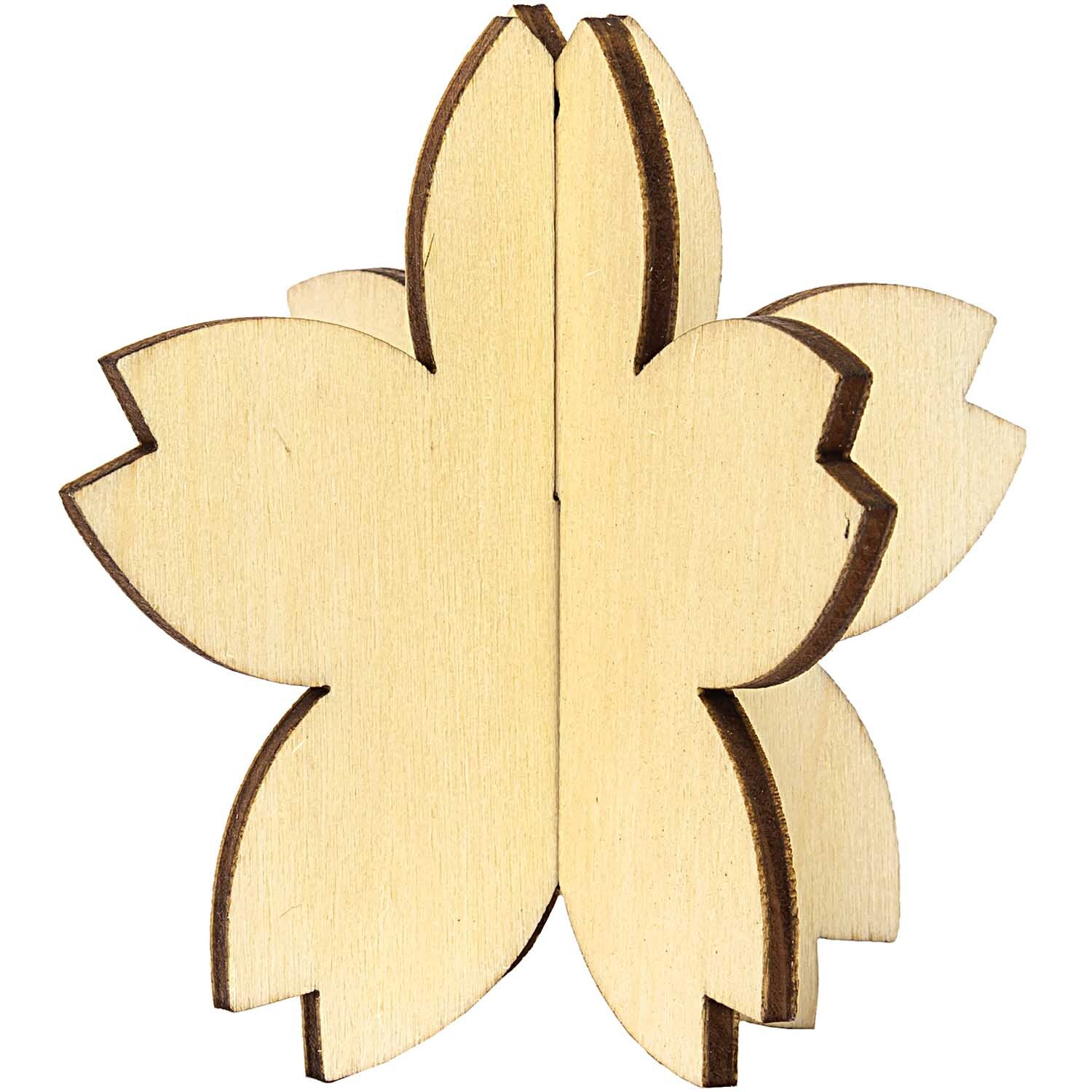Steckblüten 6,5x6,5cm 3 Stück aus Holz in natürlichem Braun von Rico Design, ideal für kreative Bastelprojekte.
