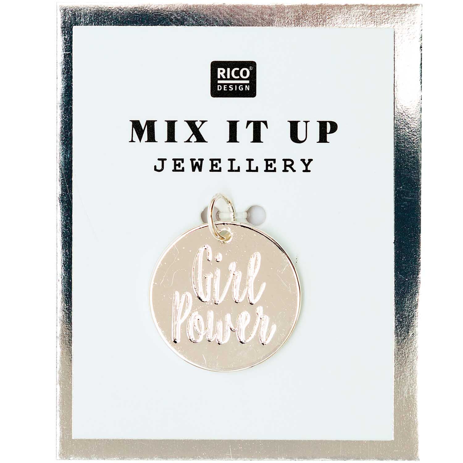 Mix it Up - Jewellery Anhänger Scheibe Girl Power silber Ø17mm von Rico Design