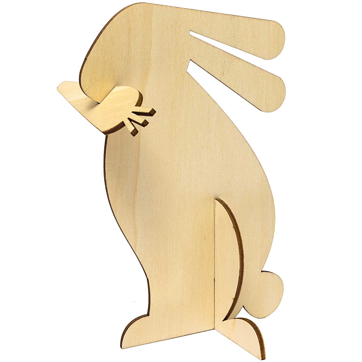 Steckhasen 2 Stück aus Holz von Rico Design. Die braunen Hasen sind dekorativ ineinander steckbar.