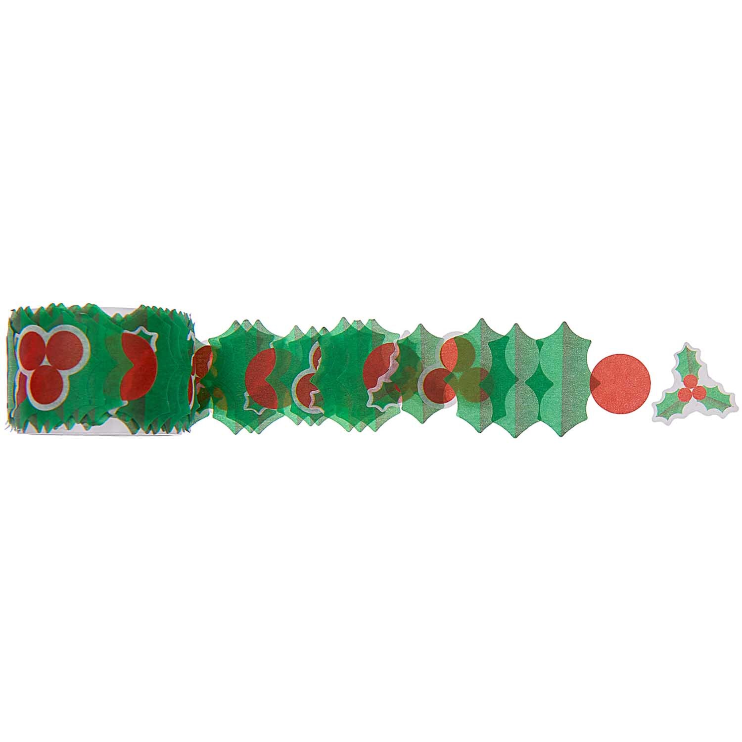 Washi Sticker Ilex 200 Stück von Rico Design, grüne und rote Ilex-Motive auf einer Rolle.