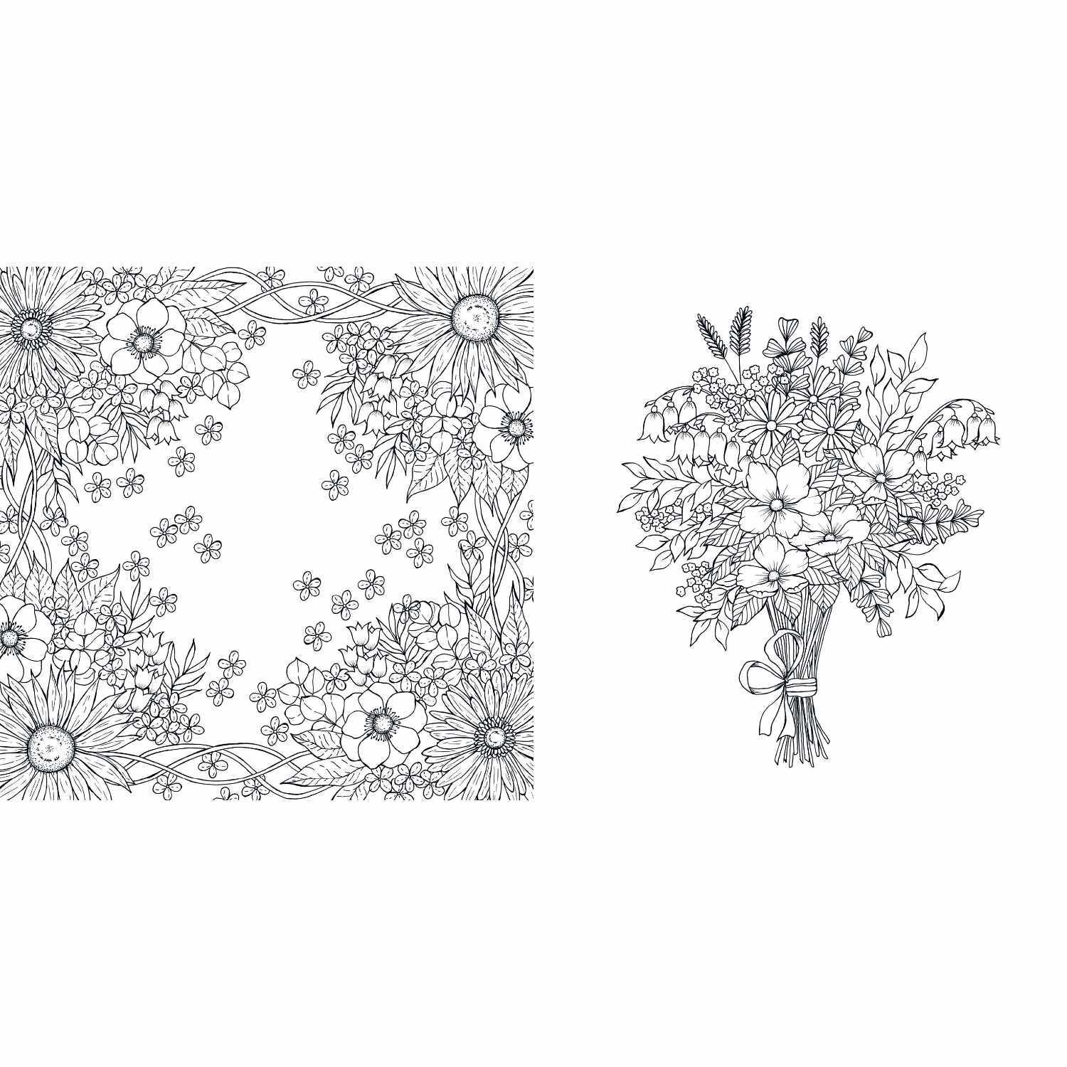 Blütentraum - Florale Motive zum Ausmalen: Detaillierte Blumenmuster und Blumenstrauß zum Ausmalen. Ideal für kreative Entspannung.