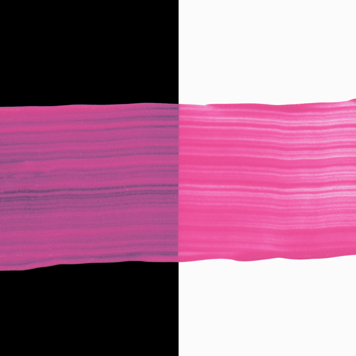 Home Acrylic Acrylini Acrylfarbe in leuchtendem Pink, aufgetragen auf schwarzem und weißem Hintergrund.