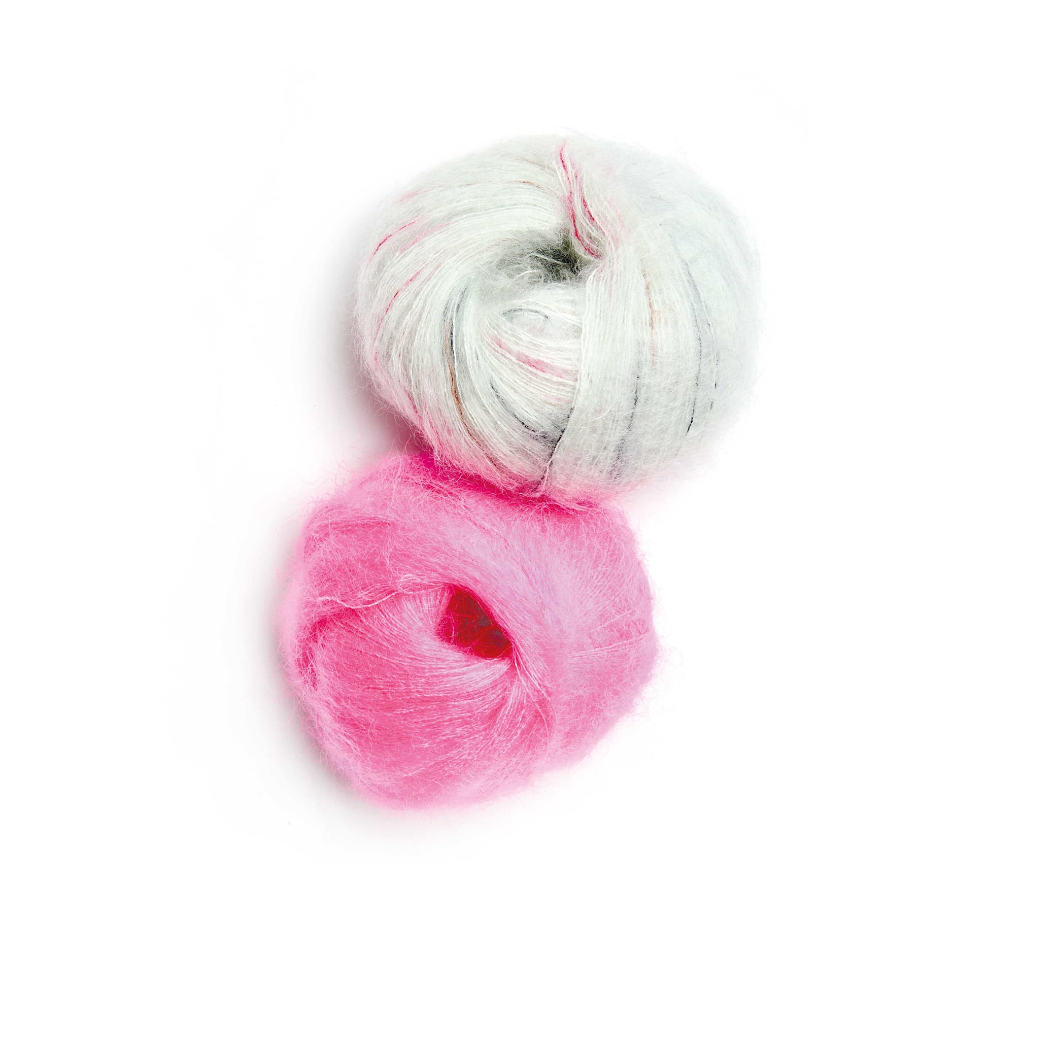 Garnknäuel in Pink und Weiß