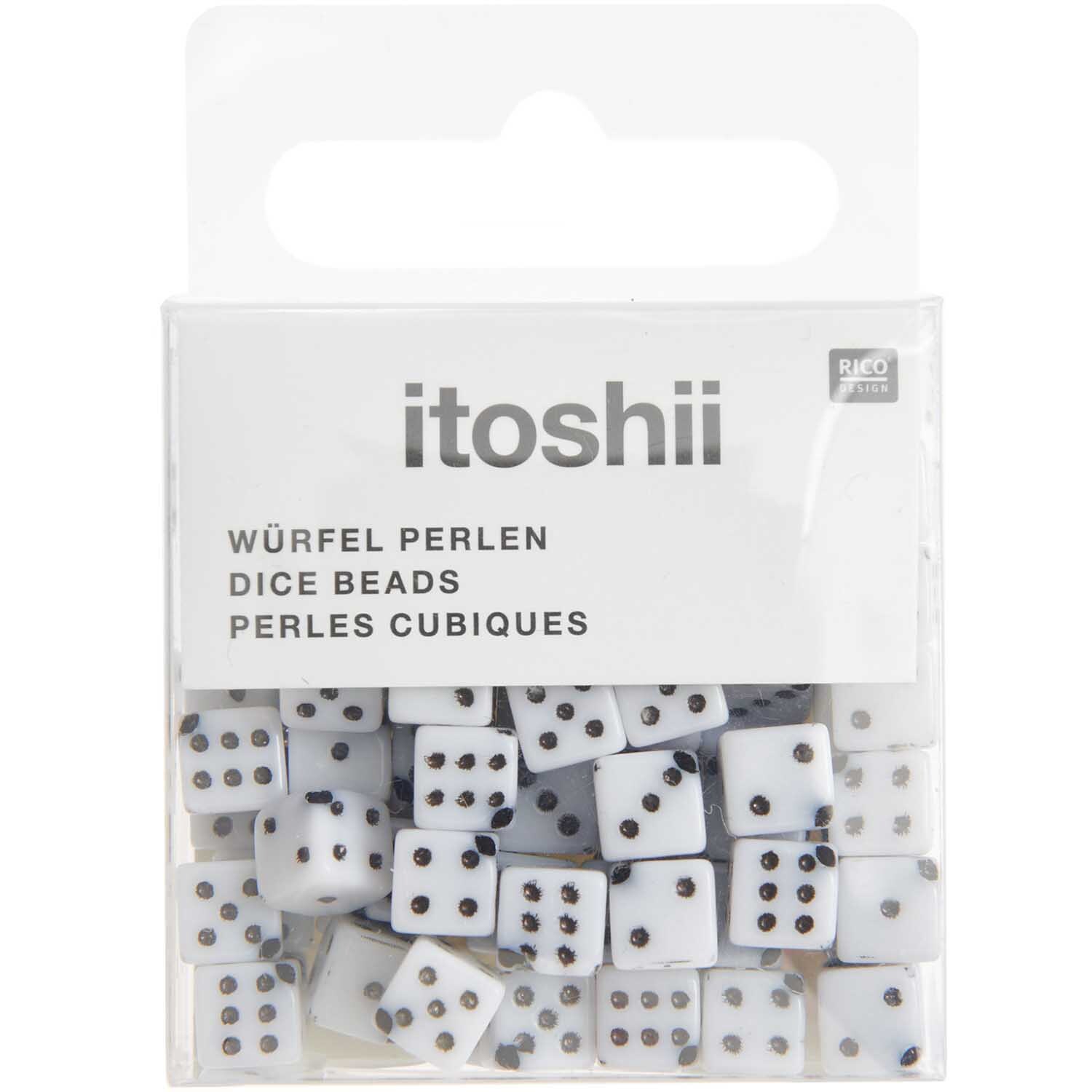 itoshii Perlen Würfel 6mm 96 Stück Farbe Classic Weiß von Rico Design