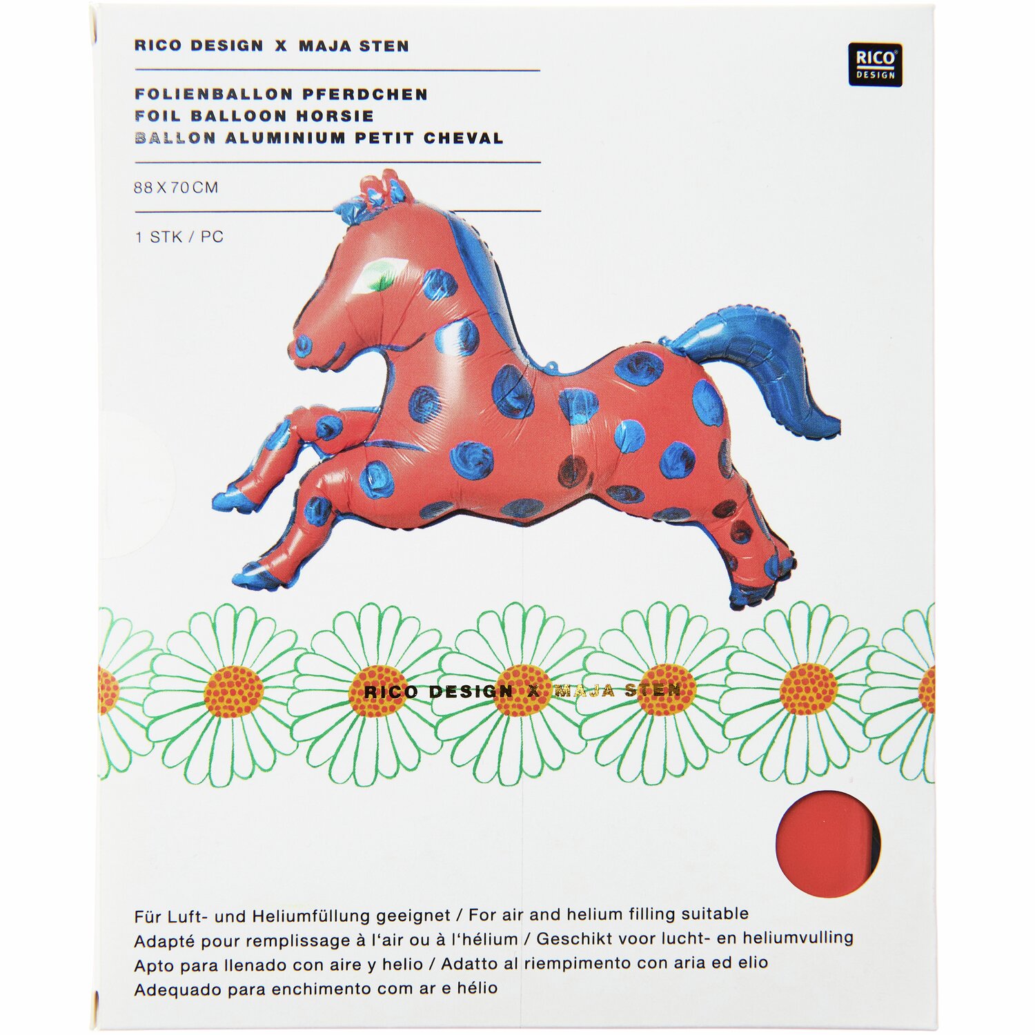 Folienballon Pferd Rot/Blau 86x60cm von Rico Design