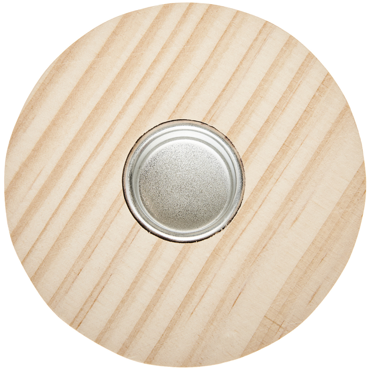 Kerzenhalter Zylinder aus hellem Holz von Rico Design, rund mit Metallhalterung, Maße 8x7cm.