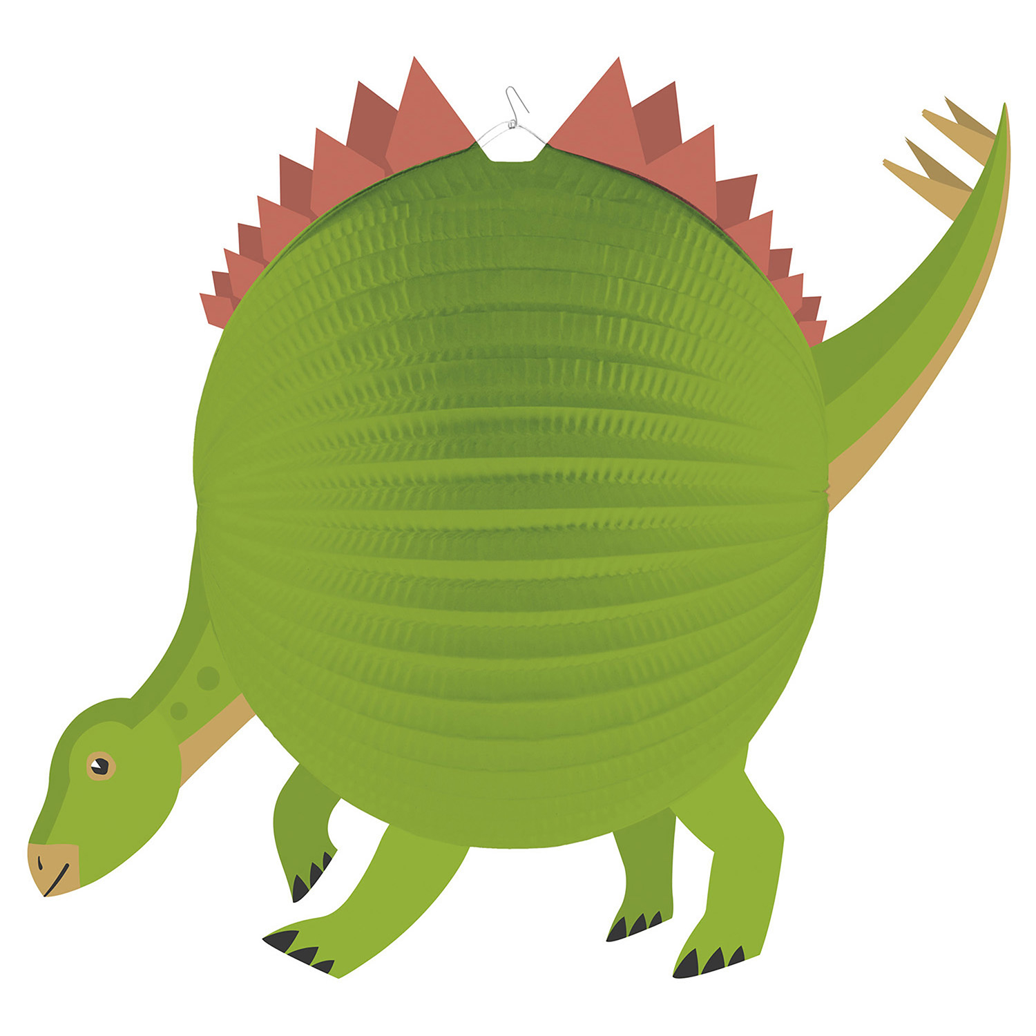 Lampionlaterne Dinoform von Amscan in Grün, zeigt einen Dinosaurier mit Ø25cm, ideal für Kinderpartys.