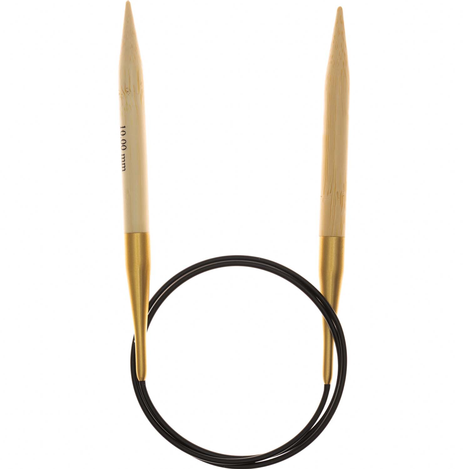 Rundstricknadel 80cm Bambus von Rico Design, zeigt zwei Bambusnadeln mit schwarzem Kabel. Ideal für Strickprojekte.