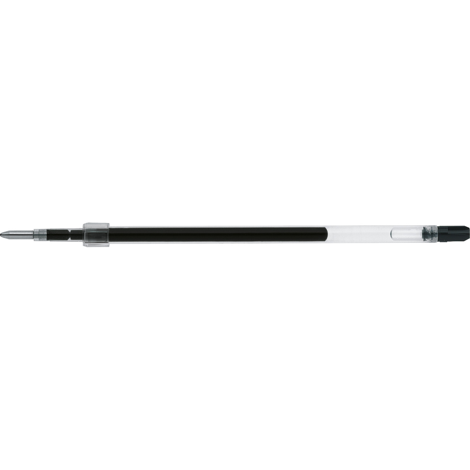 Tintenroller uni-ball Jetstream, schwarze Nachfüllmine, transparentes Gehäuse, ideal für flüssiges Schreiben.