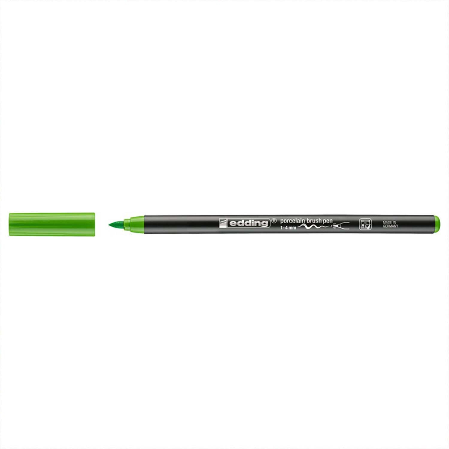 4200 Porzellan-Brushpen in Hellgrün von edding, ideal für kreative Designs auf Porzellanoberflächen.