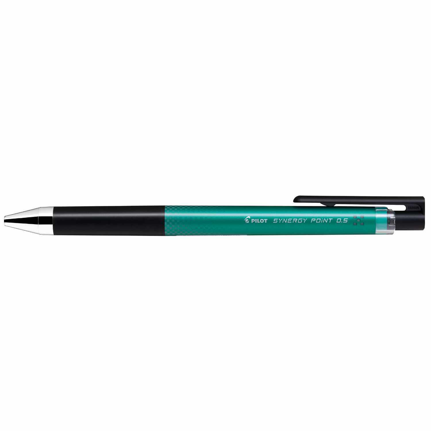 Synergy Point Tintenroller 0.5 von PILOT in elegantem Design mit grünem Schaft und schwarzem Clip. Ideal für präzises Schreiben.
