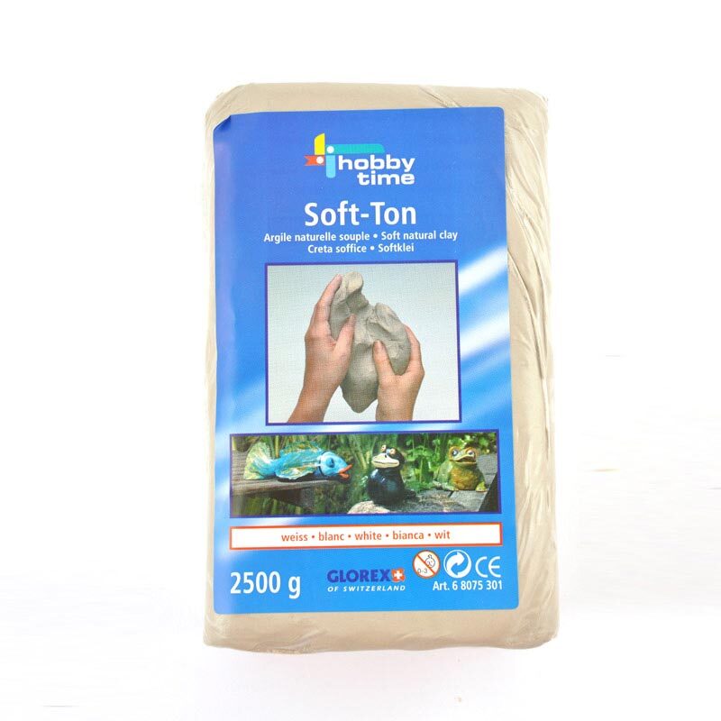 Softton: Weicher Ton von Glorex, ideal für kreative Projekte. Verpackung zeigt Hände, die Ton formen.