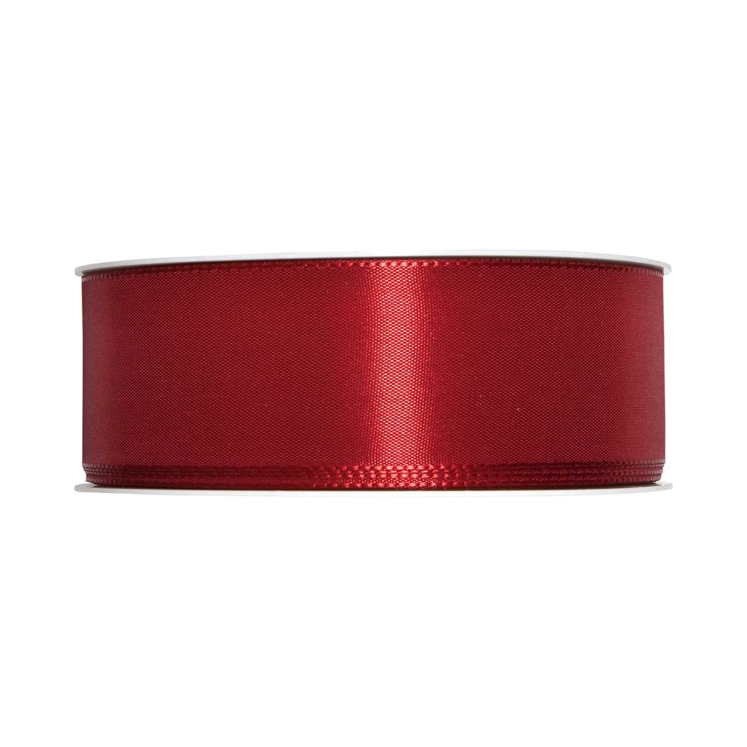 Taftband 40mm 5m in Bordeaux von Halbach, aufgerollt und bereit für kreative Projekte. Ideal für Dekorationen und Geschenkverpackungen.