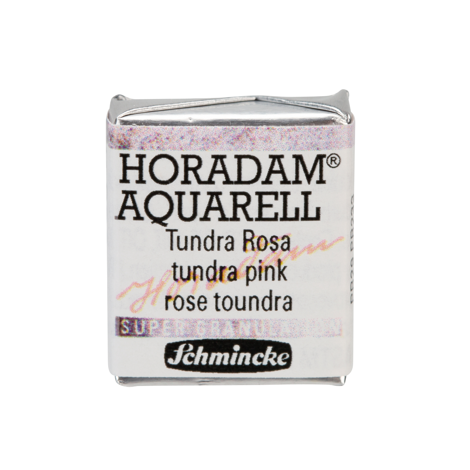 HORADAM Aquarellfarbe 1/2 Näpfchen in Tundra Rosa von Schmincke, zeigt die Verpackung mit klarer Beschriftung.