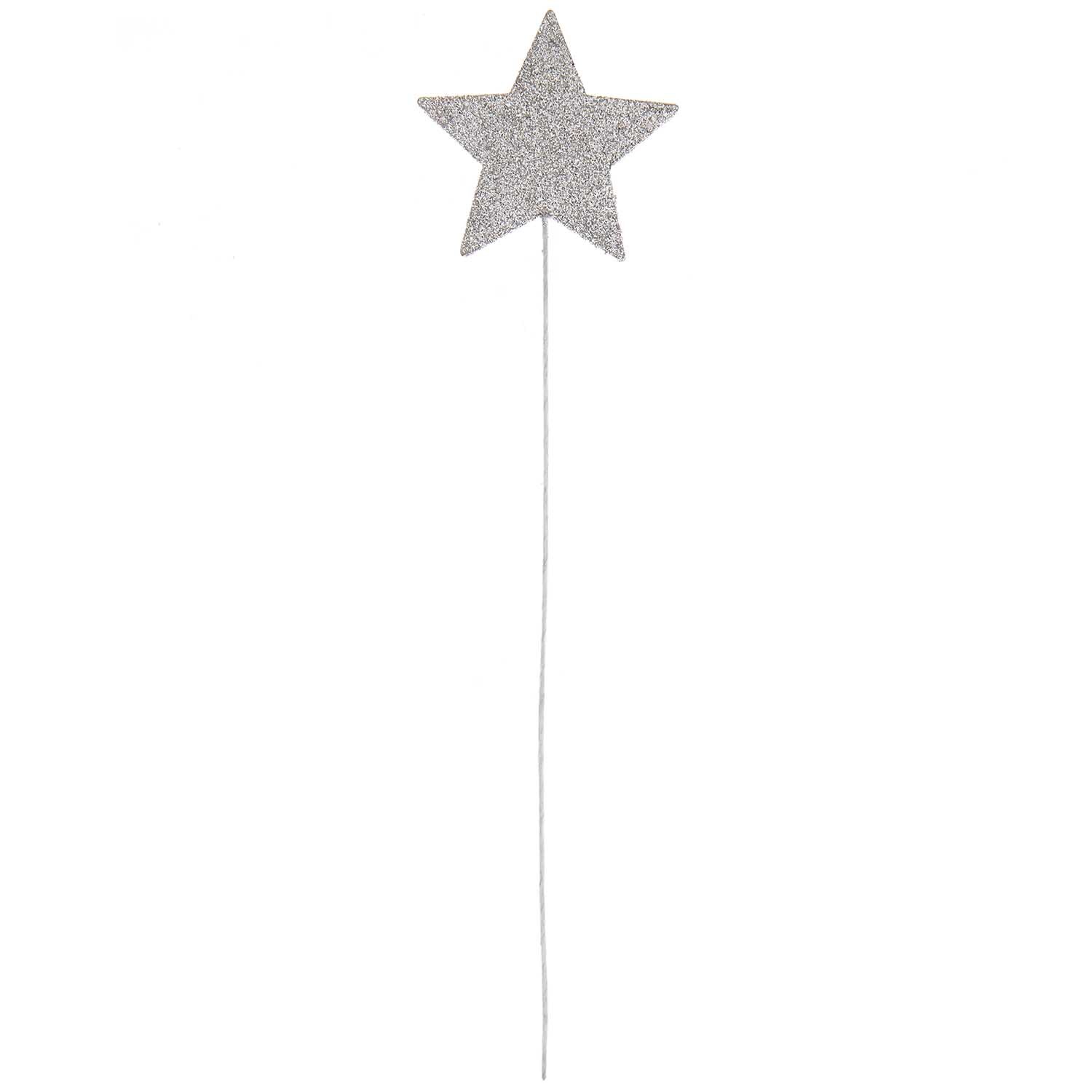 Glitter-Picker Stern gefüllt 27x5cm von Rico Design in Silber, ideal für kreative Dekorationen.