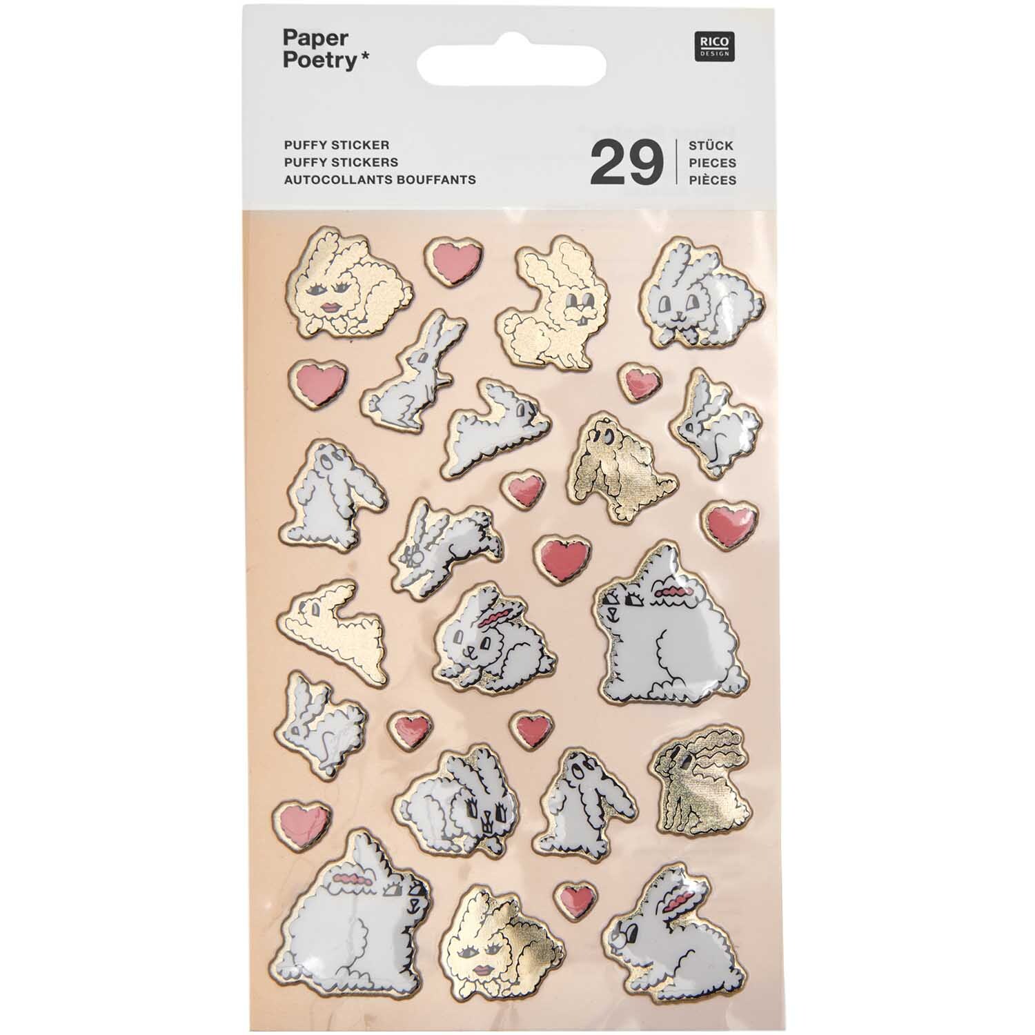 Paper Poetry Puffy Sticker Futschikato Hasen 29 Stück von Rico Design