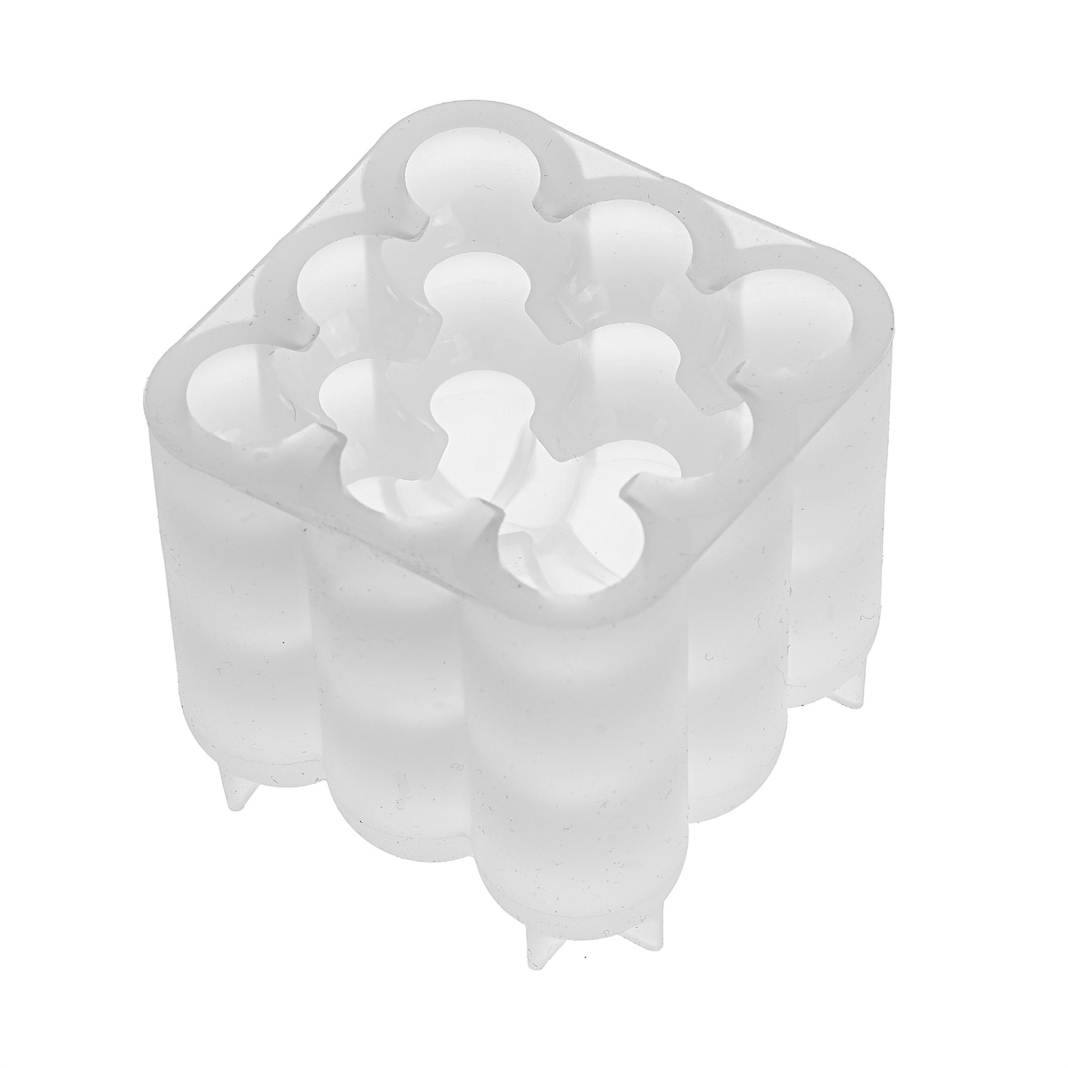 Kerzengießform Bubble, 5,5x5,5x6cm, aus transparentem Material, ideal für kreative Kerzenprojekte.