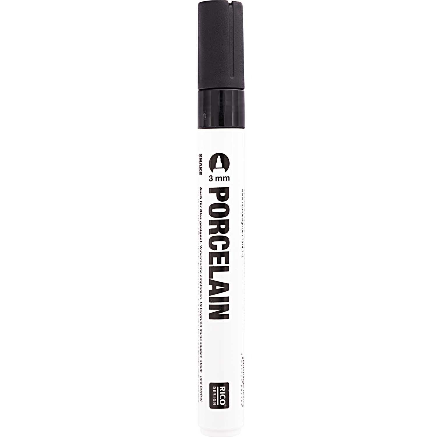Porzellanmarker schwarz 3mm von Rico Design, ideal für präzises Zeichnen auf Porzellan.