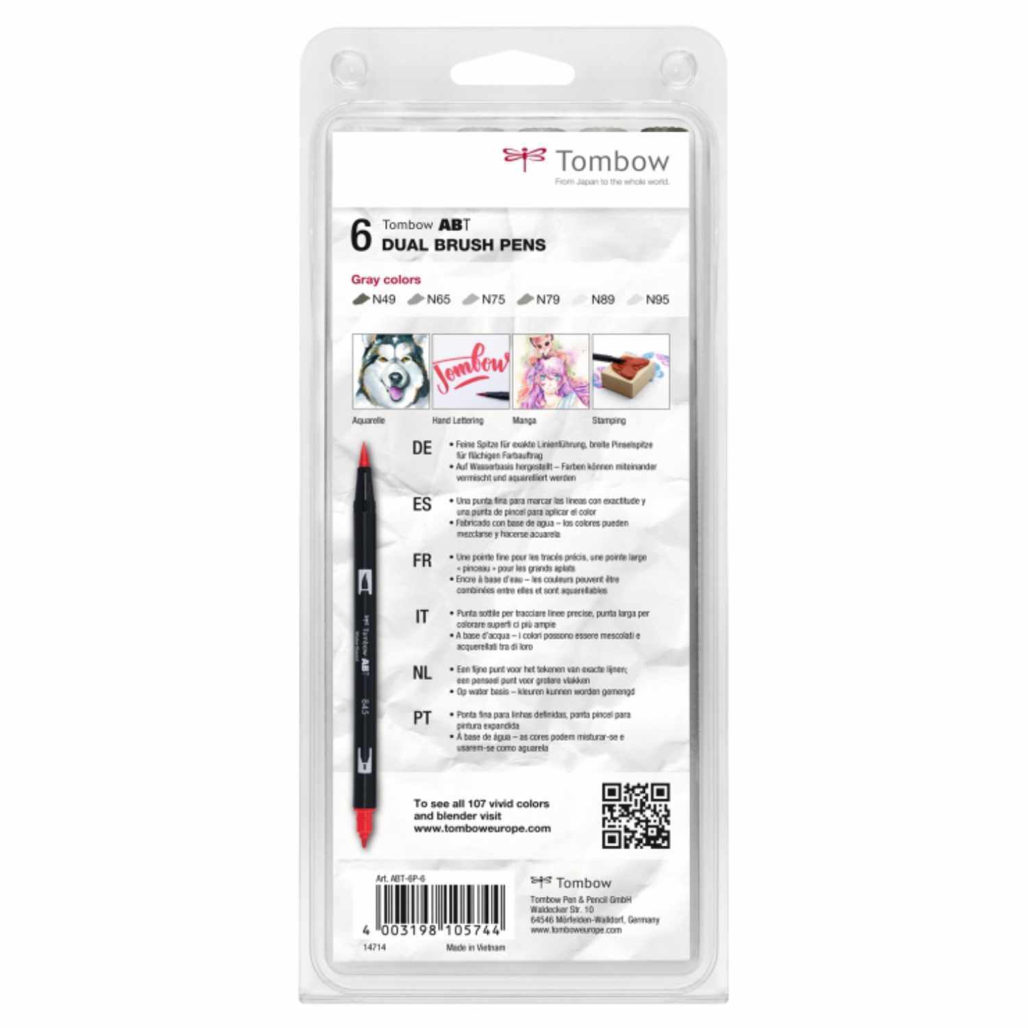 ABT Dual Brush Pen-Set Gray Colours 6-teilig von Royal Talens