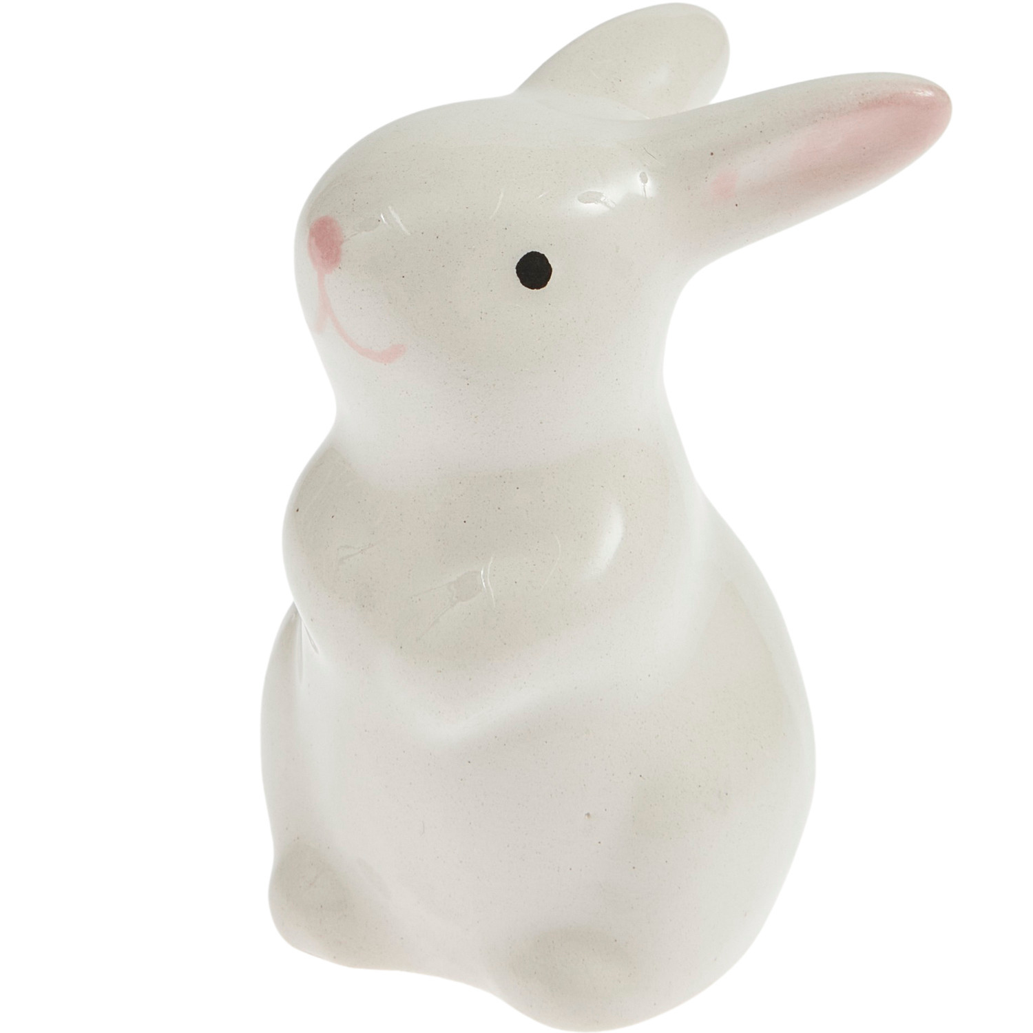 Keramik Hase stehend links weiß: Niedliche Figur in Weiß, ideal für Dekorationen. Maße: 4,8x2,8x3,8cm.