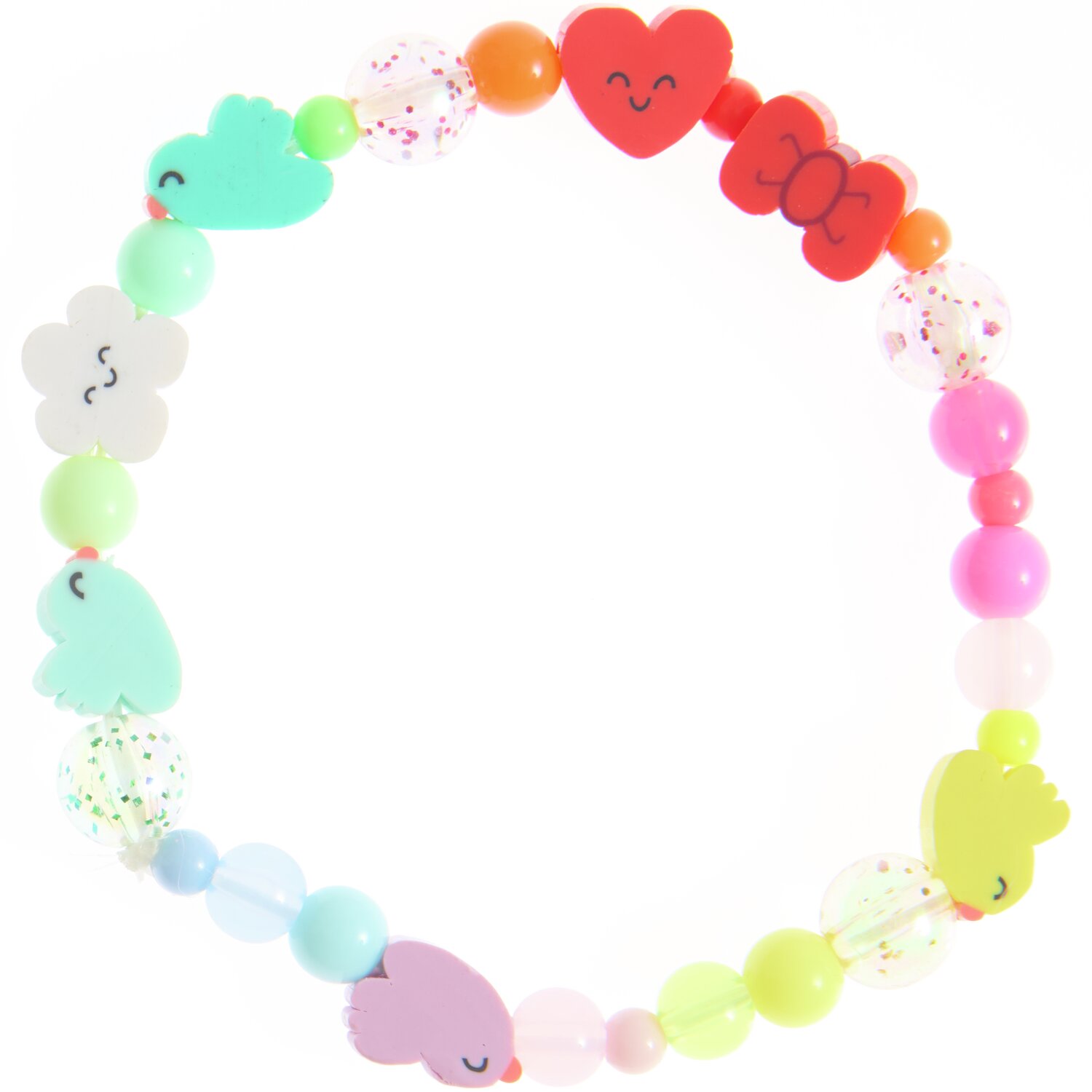 Armband Chingu Sky: Buntes Perlenarmband mit Herz- und Tiermotiven, 17,5 cm, von Rico Design.