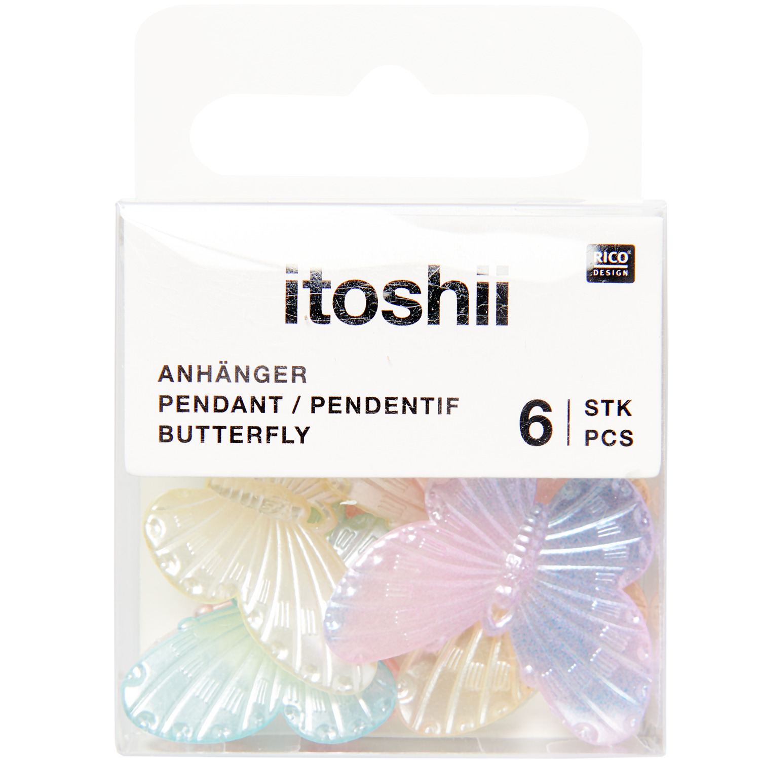 itoshii Schmetterling Perlen Rainbow Pearl 30x22mm 6 Stück von Rico Design