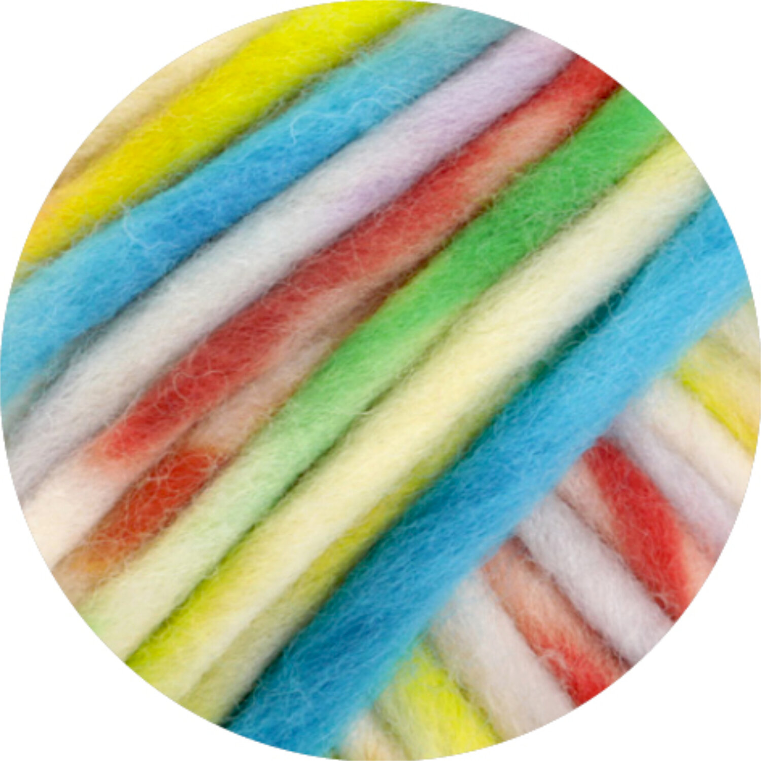 Confetti: Bunte Wolle von Lana Grossa in Flieder, Blauviolett, Rost, Senf, Weiß und Petrol, 100g 50m.