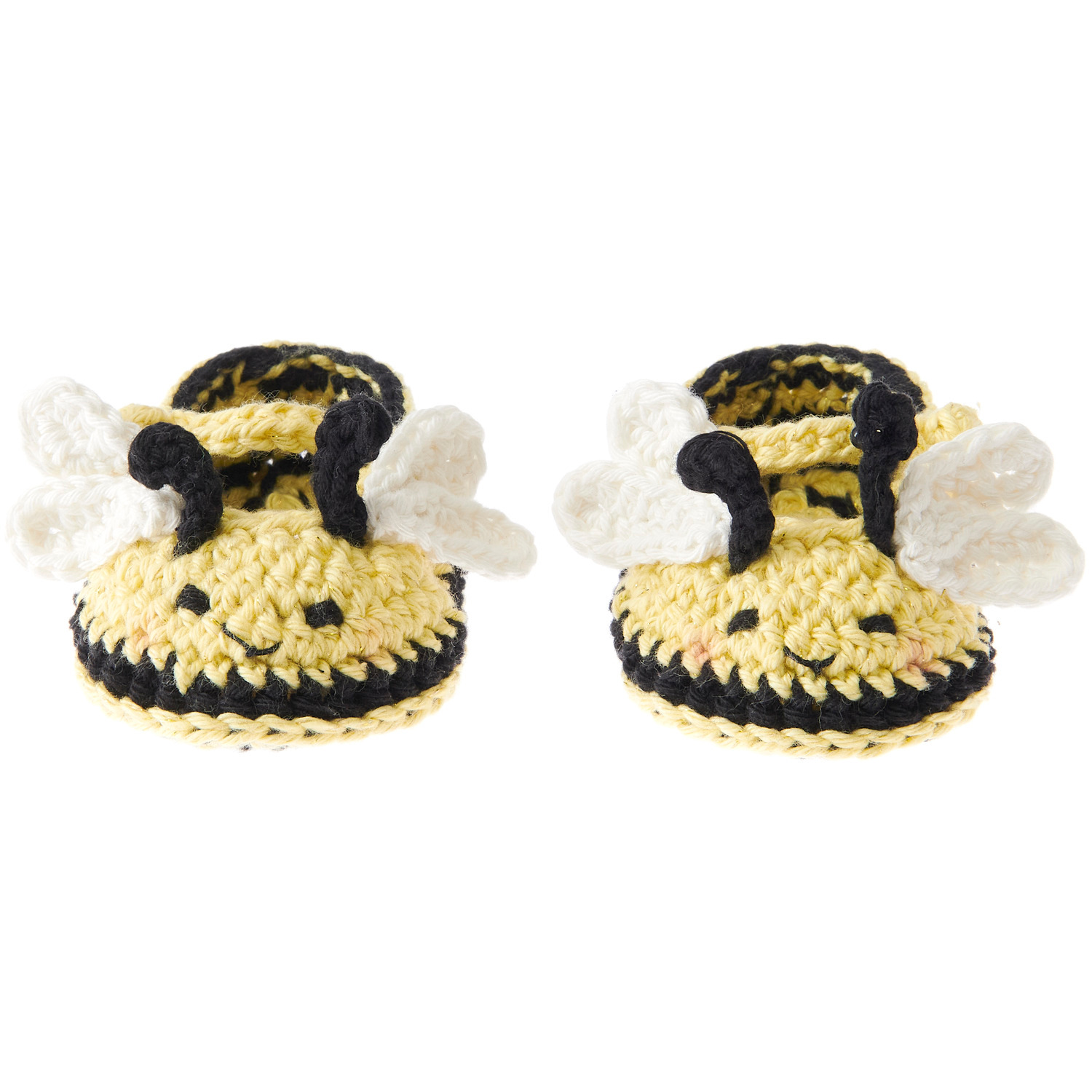 Ricorumi Häkelset Baby Booties Biene: Niedliche gelb-schwarze gehäkelte Babyschuhe in Bienenform mit Flügeln. Ideal für Neugeborene.