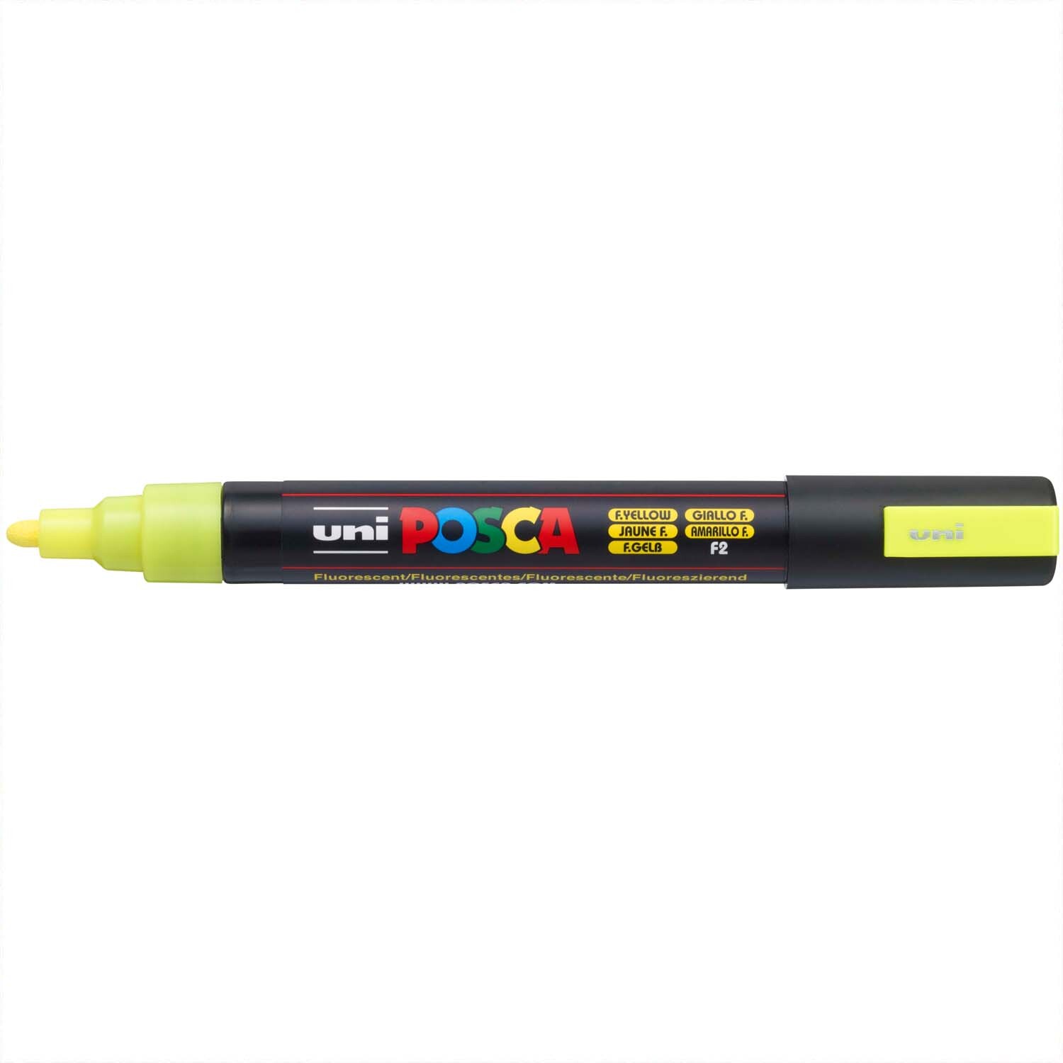POSCA-Marker PC-5M mit 1,8-2,5mm Spitze in Neon-Gelb von uni, ideal für kreative Projekte.