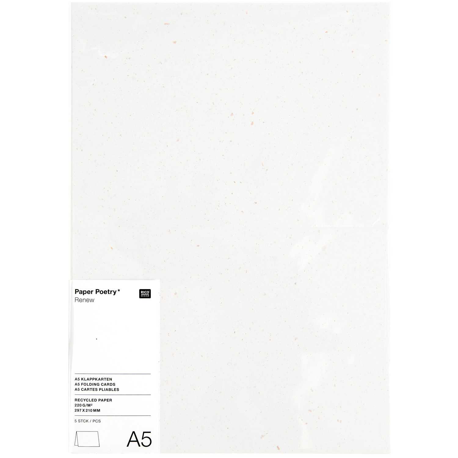 Paper Poetry Renew Karten A5 5 Stück Farbe Offwhite-roségold von Rico Design
