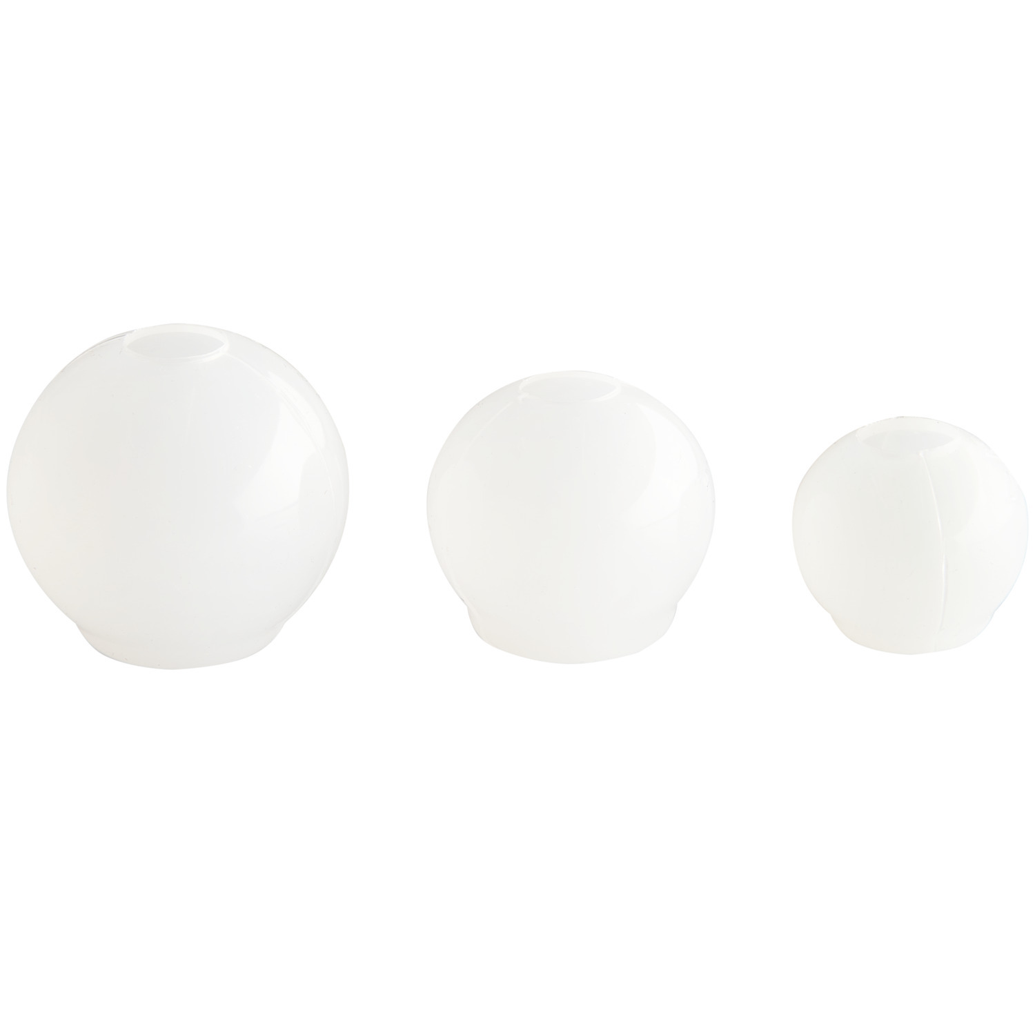 Silikon Gießform kleine Kugeln von Rico Design, ideal für DIY-Projekte, zeigt drei weiße Kugeln in verschiedenen Größen.