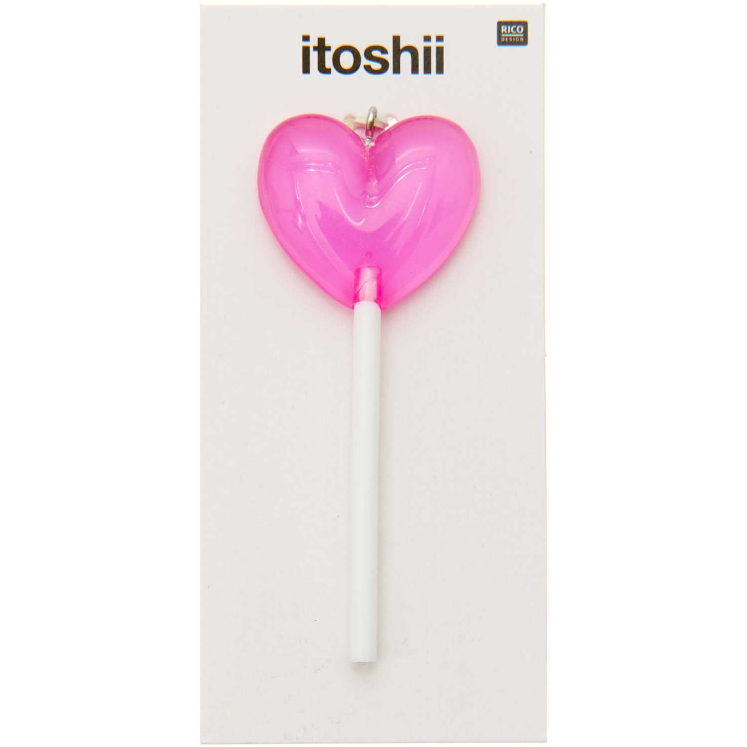 itoshii Lolli Anhänger Herz ca. 29x71x6mm 1 Stück Farbe Pink von Rico Design
