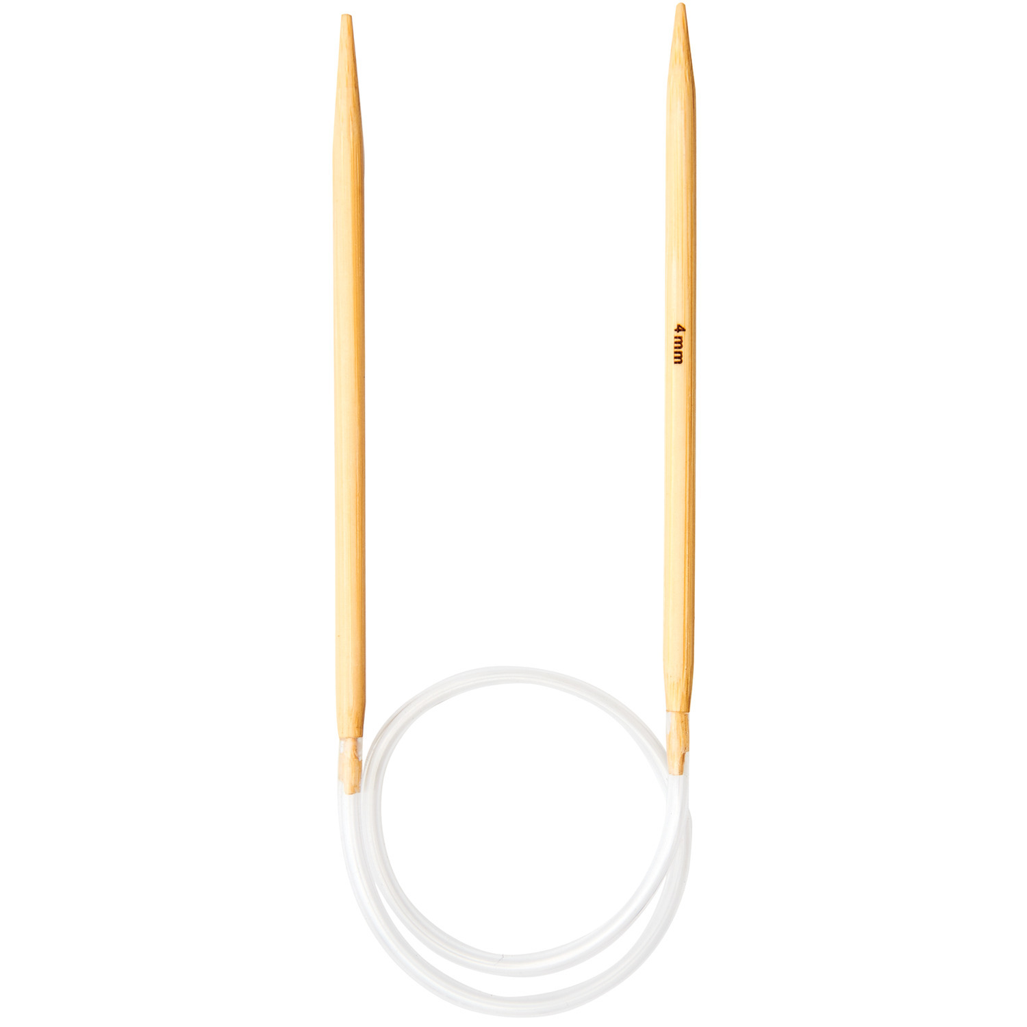 Rundstricknadel 40cm Bambus von Rico Design, hellbraun, mit flexiblem, transparentem Kabel. Ideal für Strickprojekte.