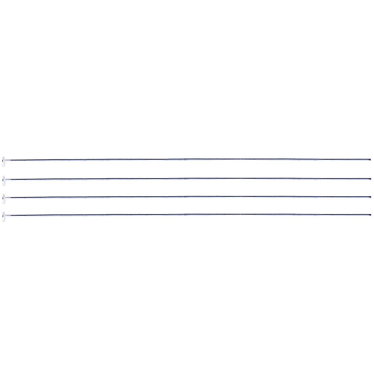 Nietstift silber 45mm 10 Stück von Rico Design. Fünf lange, silberne Stifte in einer Reihe.