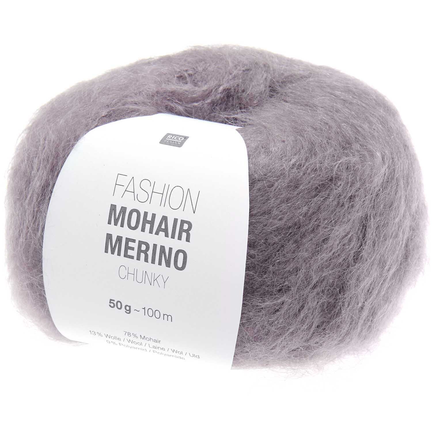 Fashion Mohair Merino Chunky Wolle in Brombeere von Rico Design, ideal für Stricksets.