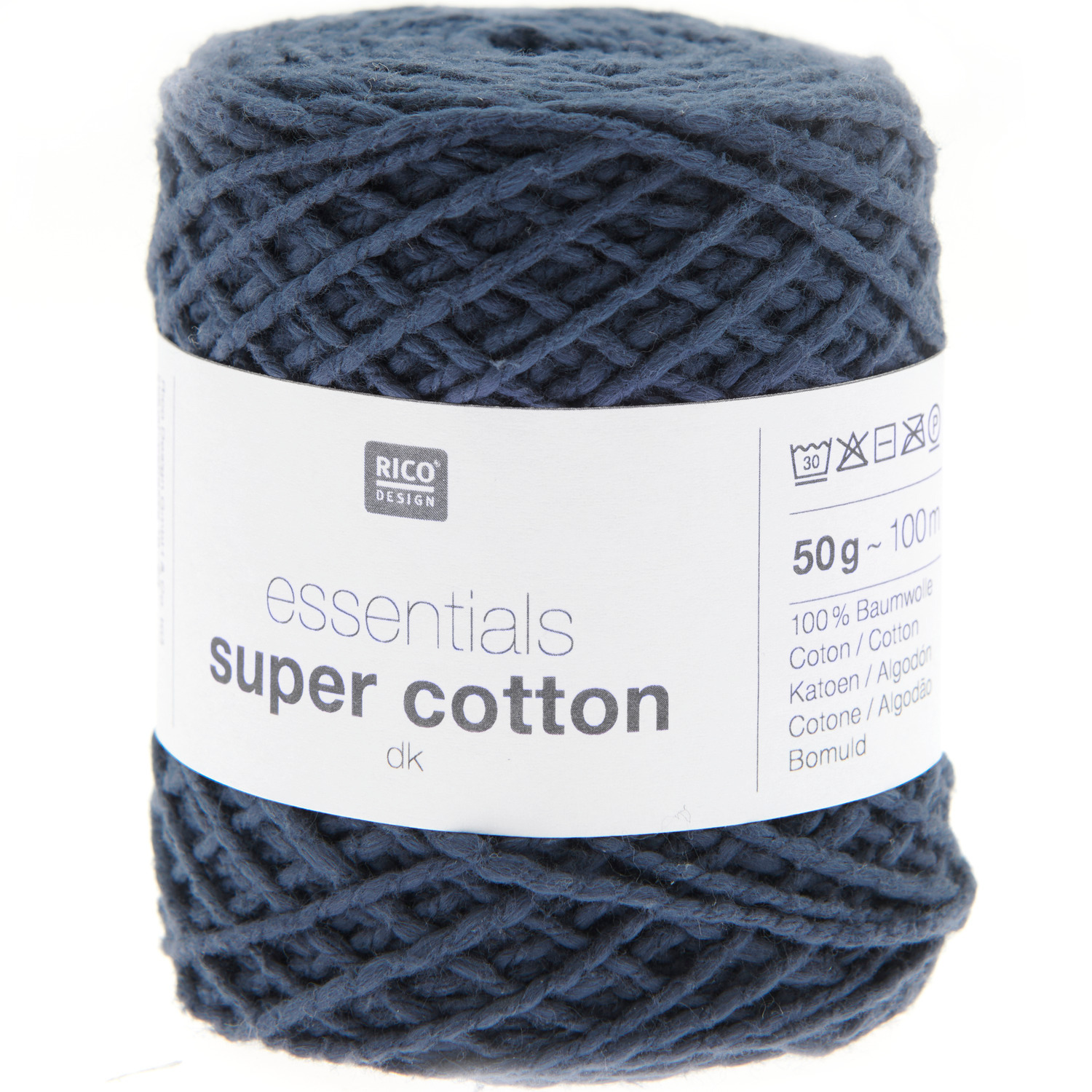 Essentials Super Cotton dk Strickset Shirt Modell 03b in Marineblau von Rico Design, 50g Garnknäuel.