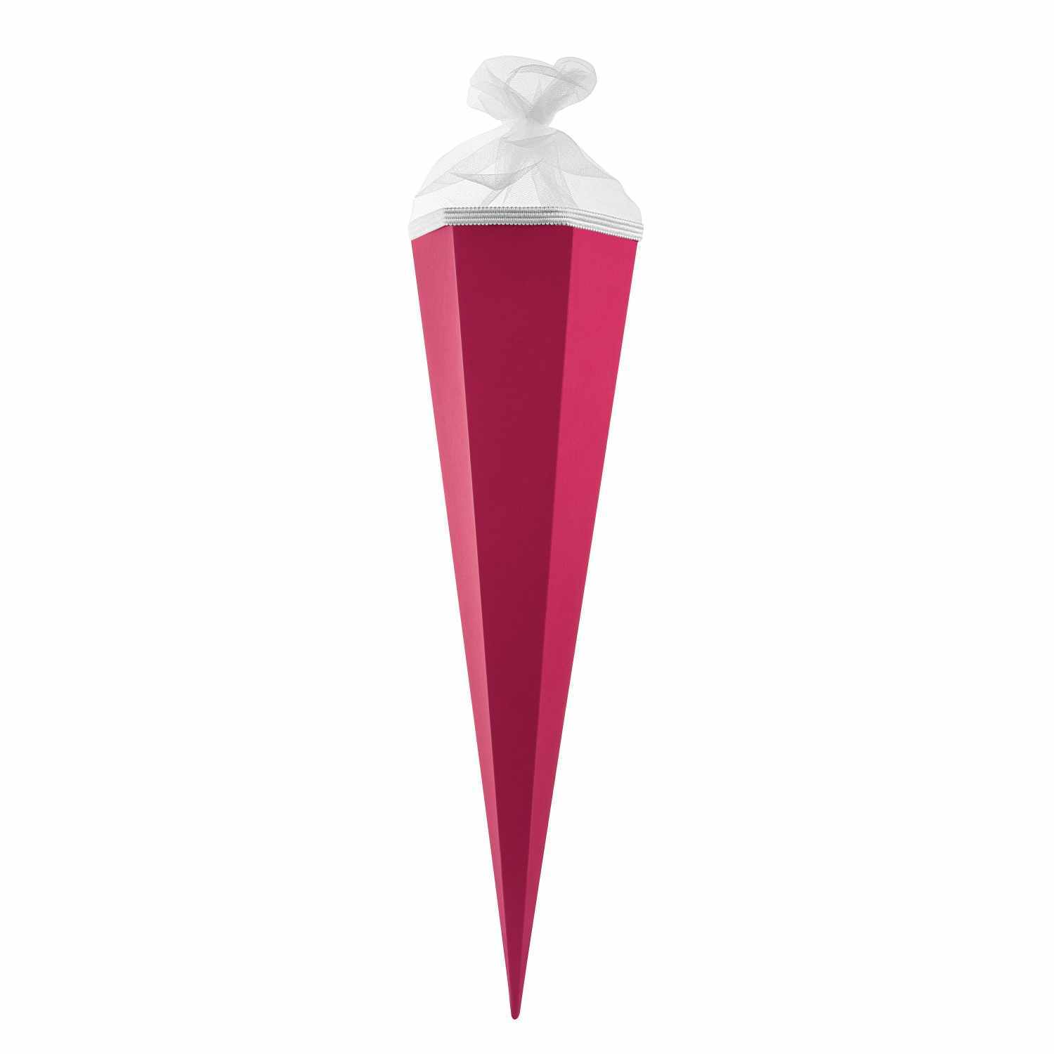 Schultüte mit Tüllverschluss, sechseckig, 85 cm, in Beere von goldbuch, ideal für den Schulanfang.