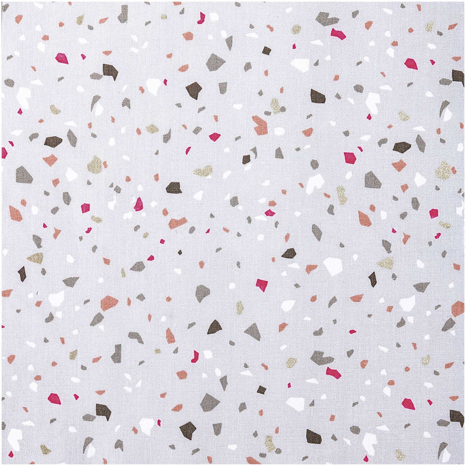 Druckstoff Konfetti grau-gold-neon 140cm mit buntem Muster auf hellem Hintergrund von Rico Design.