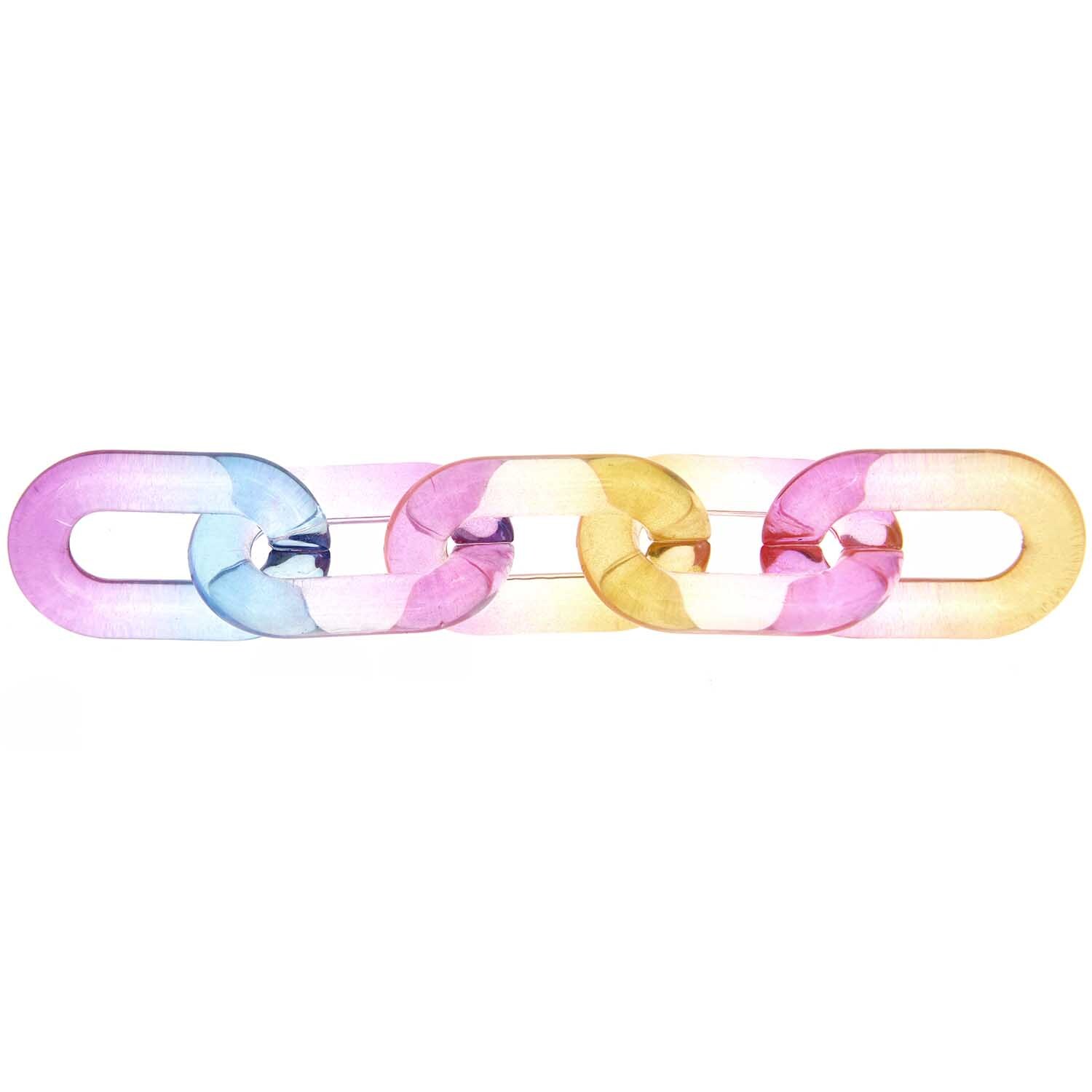 itoshii Kettenglieder glänzend in Blau, Pink und Orange von Rico Design, 12 Stück, 1,9x3,1x0,5cm. Ideal für kreative Bastelprojekte.