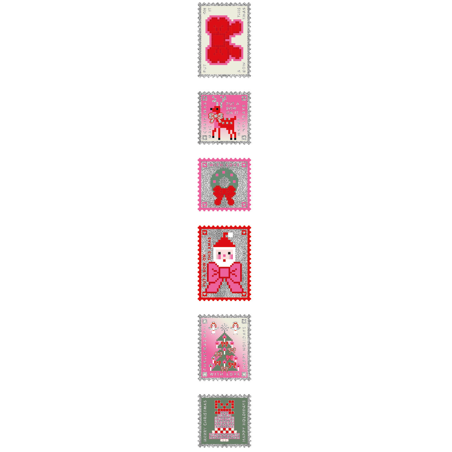 Paper Poetry Sticker Weihnachtspost, 100 Stück Ø 5cm, bunte Weihnachtsmotive von Rico Design.