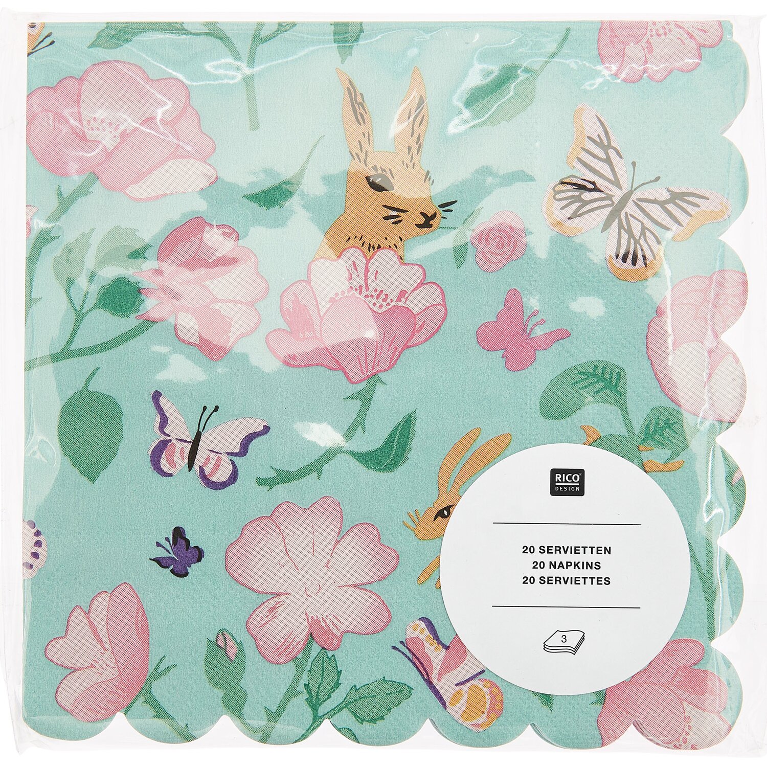 Servietten Frühlingswiese 32x31,5cm 20 Stück von Rico Design