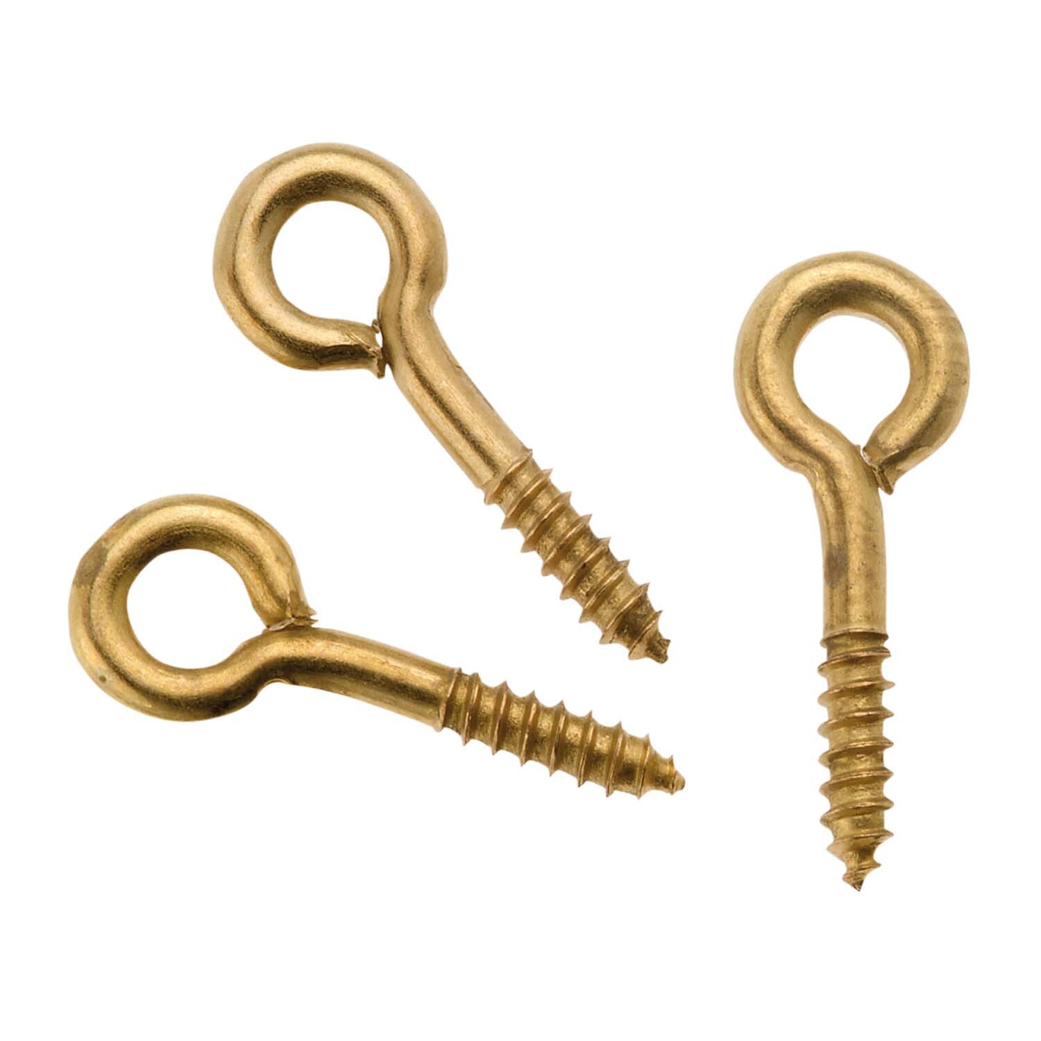 Ringschrauben geschlossen 8x3mm, 24 Stück. Drei goldene Schrauben von Glorex auf weißem Hintergrund. Ideal für Bastelprojekte.