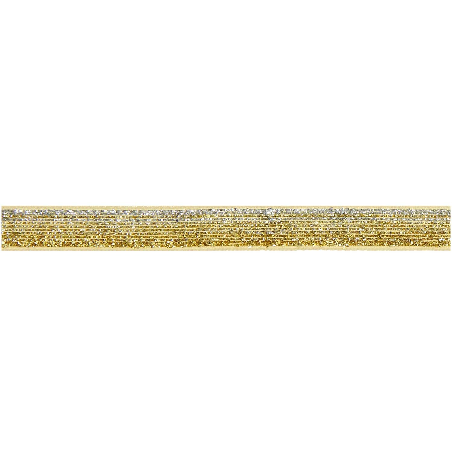 Paper Poetry Glitzerband in Silber-Gold von Rico Design, 10mm breit, 3m lang, ideal für kreative Projekte.