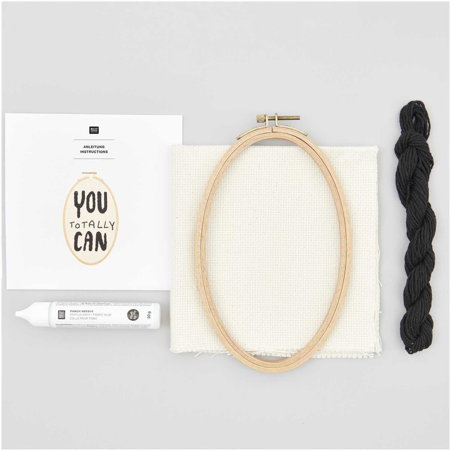Punch Needle Packung Bild You Totally Can oval 13x21cm von Rico Design
