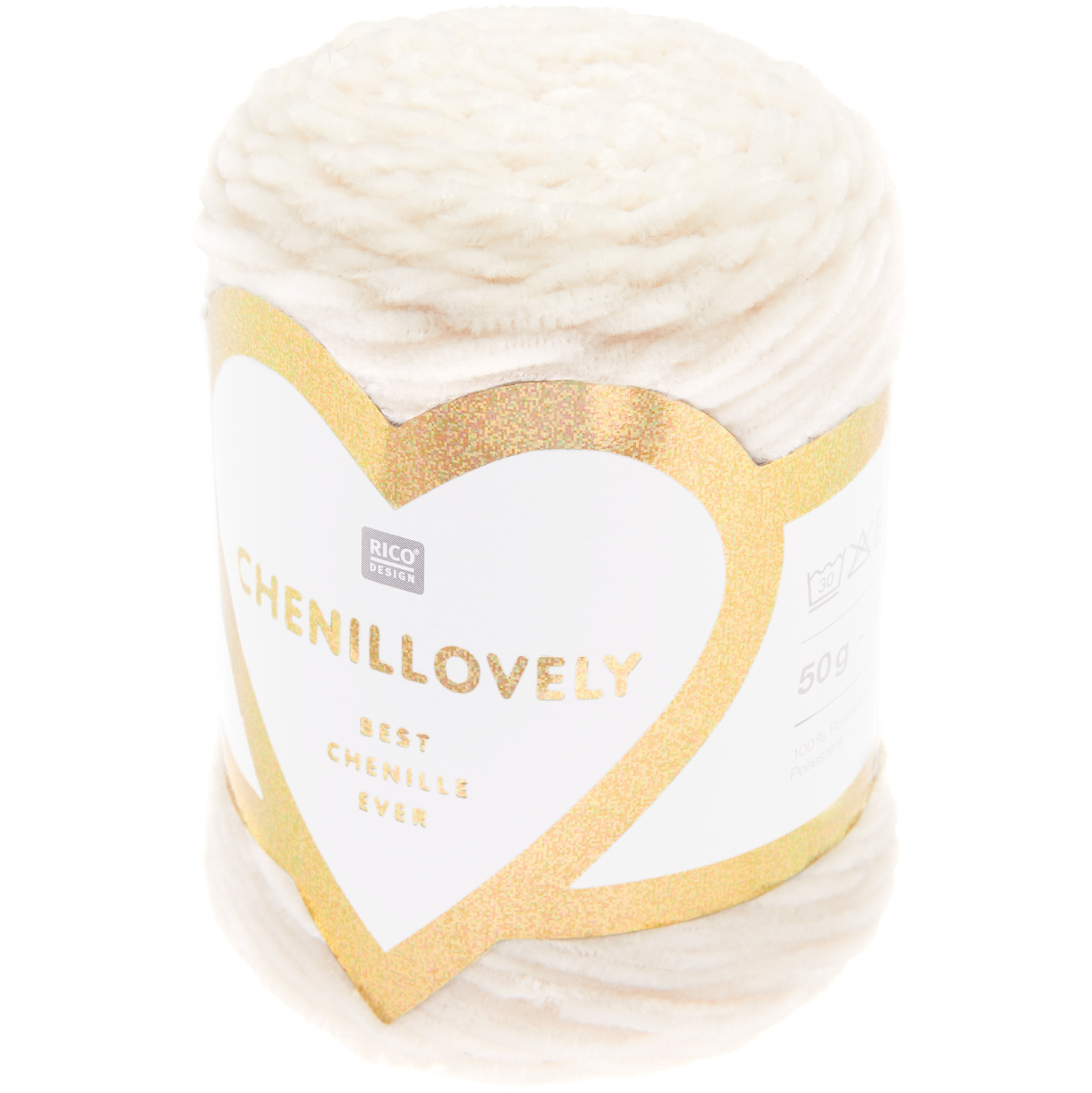 Creative Chenillovely dk: Cremefarbenes Strickgarn von Rico Design, ideal für Pullover, Stirnband und Schal.