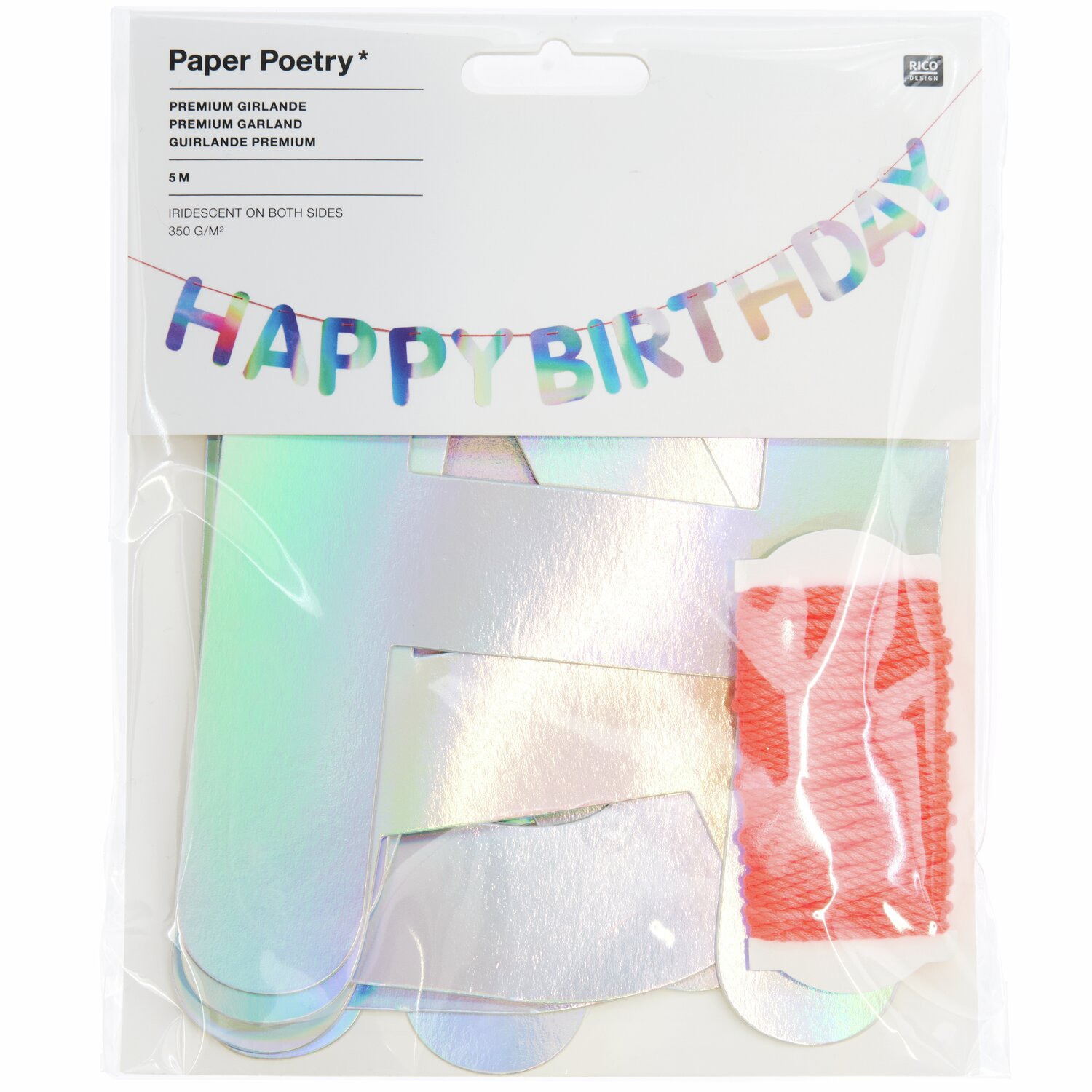 Paper Poetry Girlande Happy Birthday Irisierend 5m von Rico Design