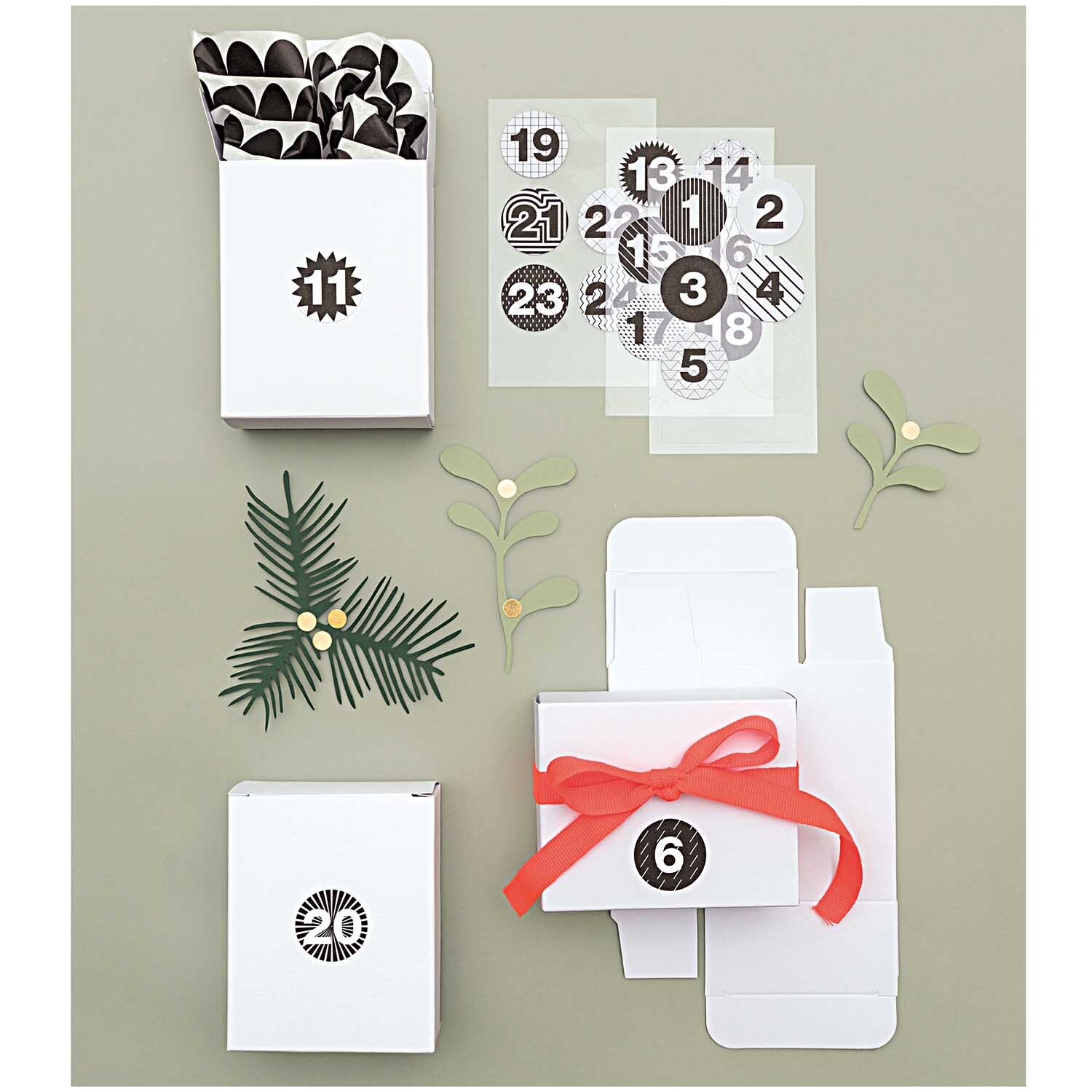 Paper Poetry Adventskalender Boxen Set 24teilig Farbe Weiß von Rico Design